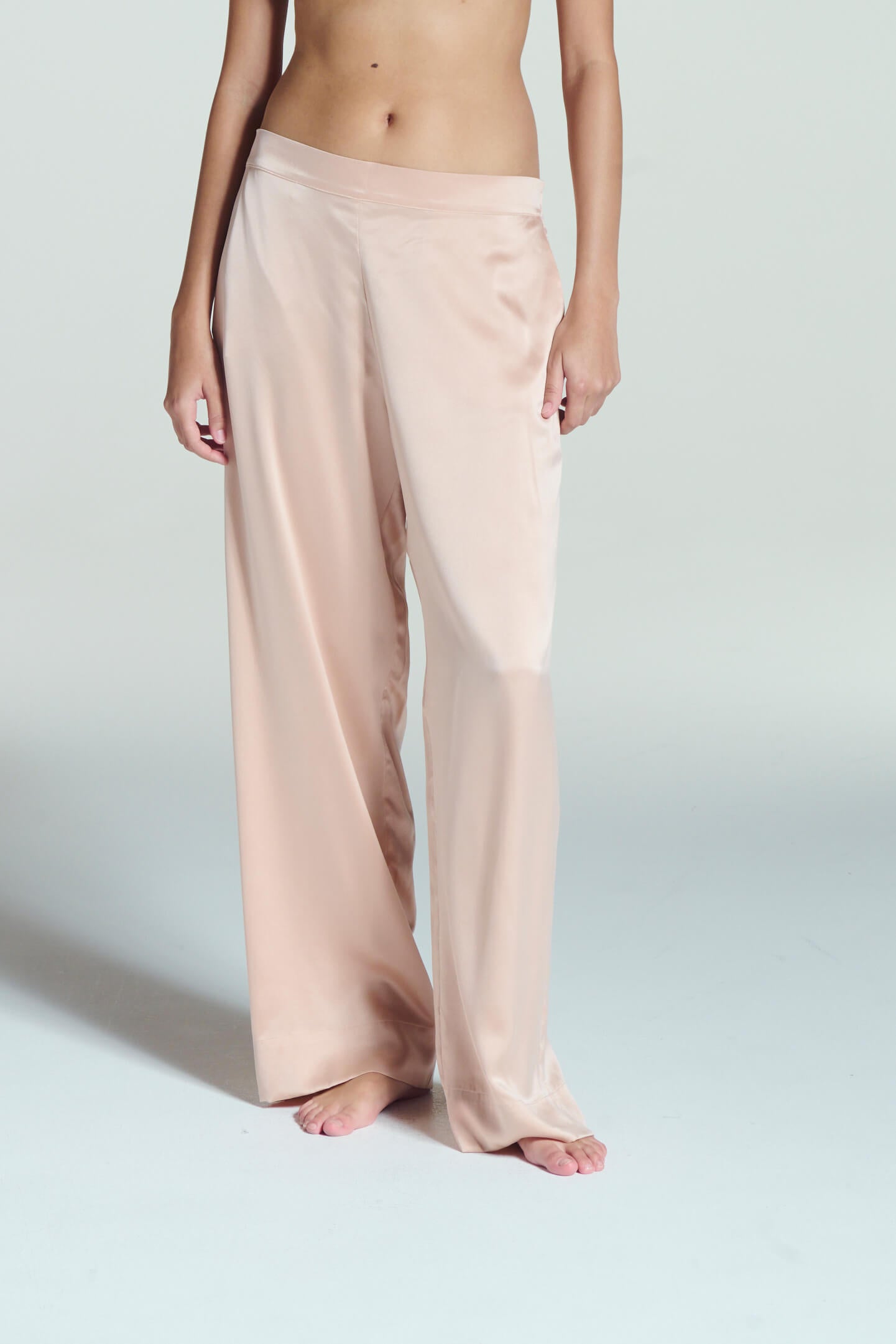 London Pyjama Bottom Pale Blush Silk