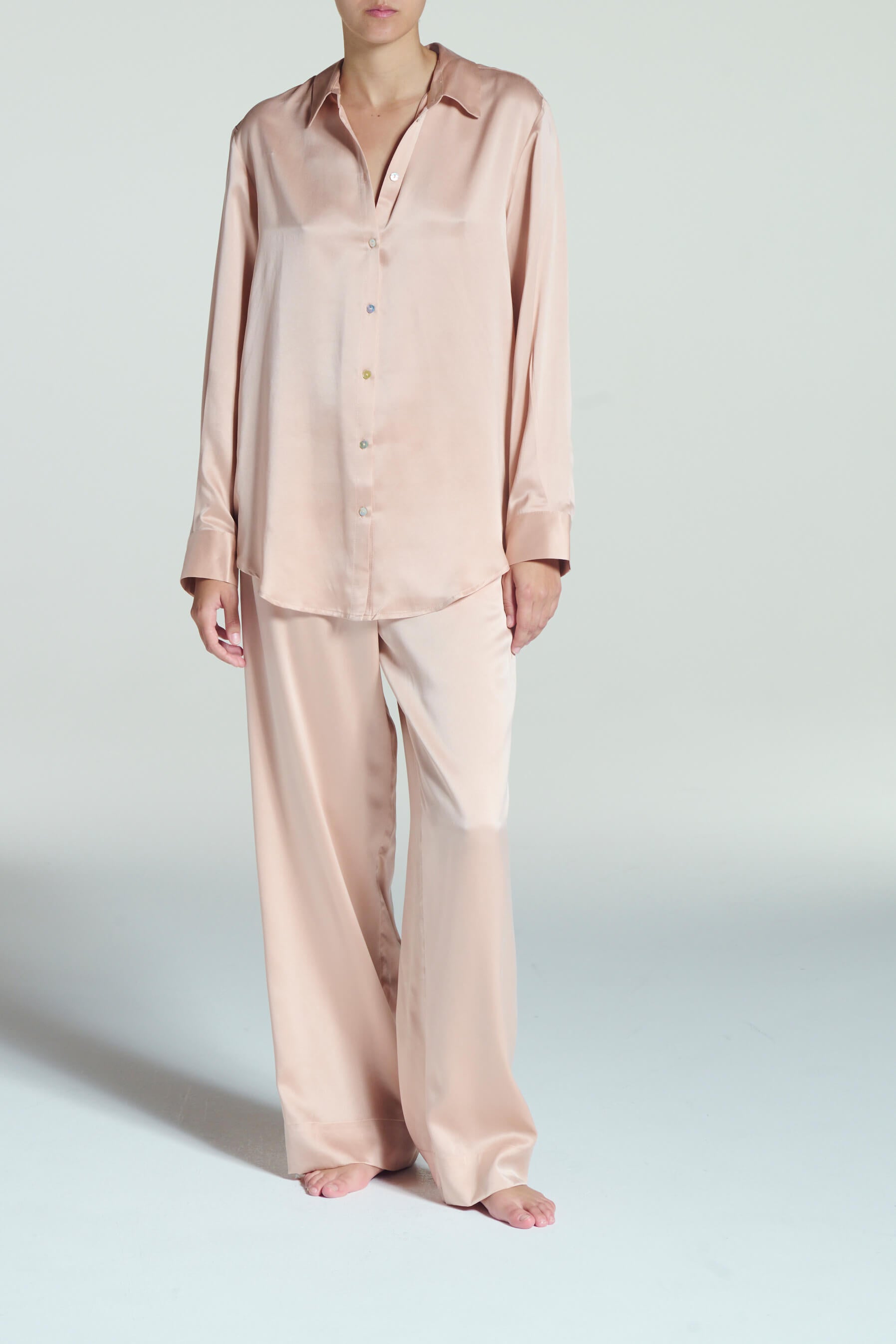 London Pyjama Bottom Pale Blush Silk