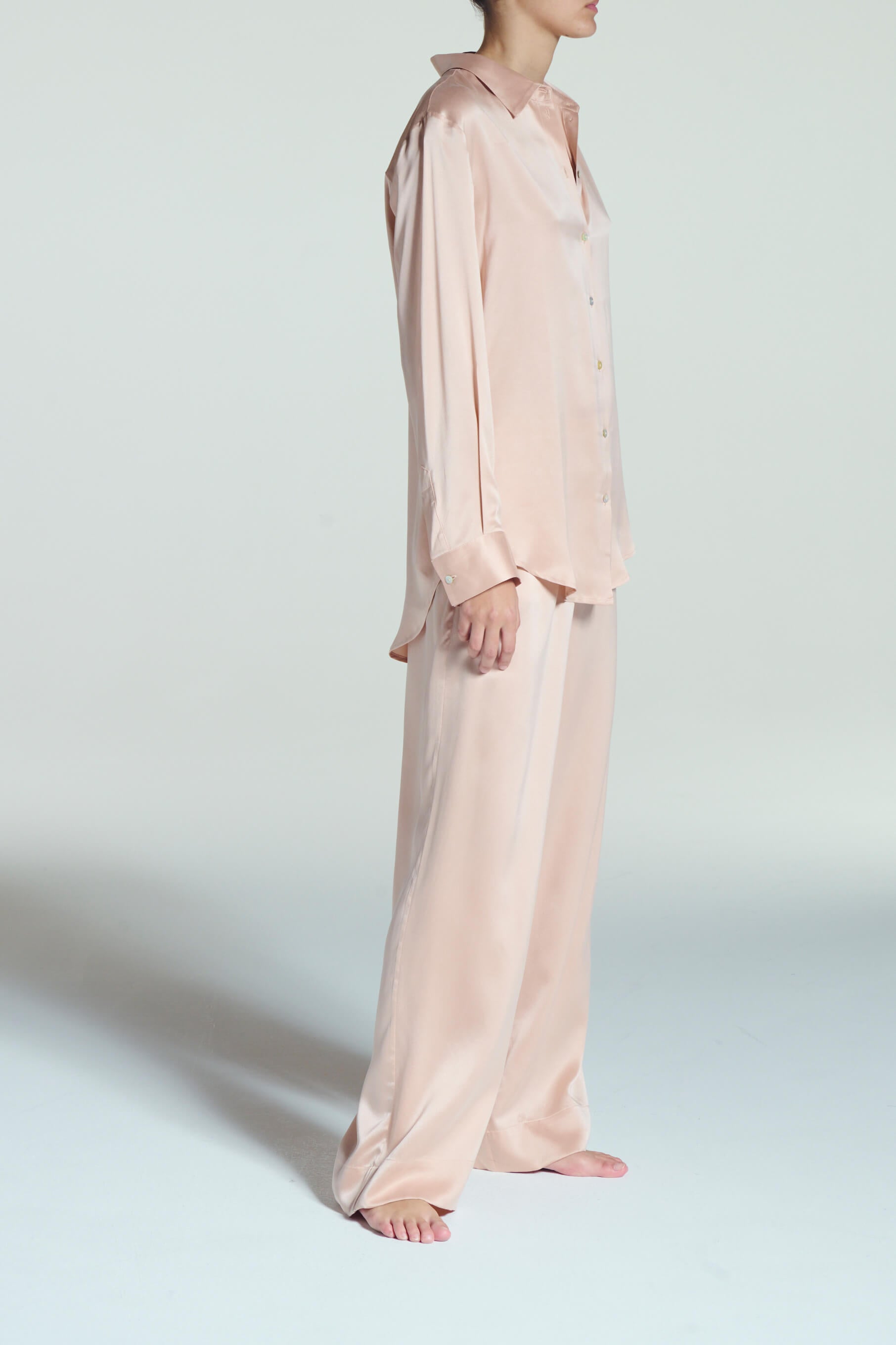 London Pyjama Top Pale Blush Silk