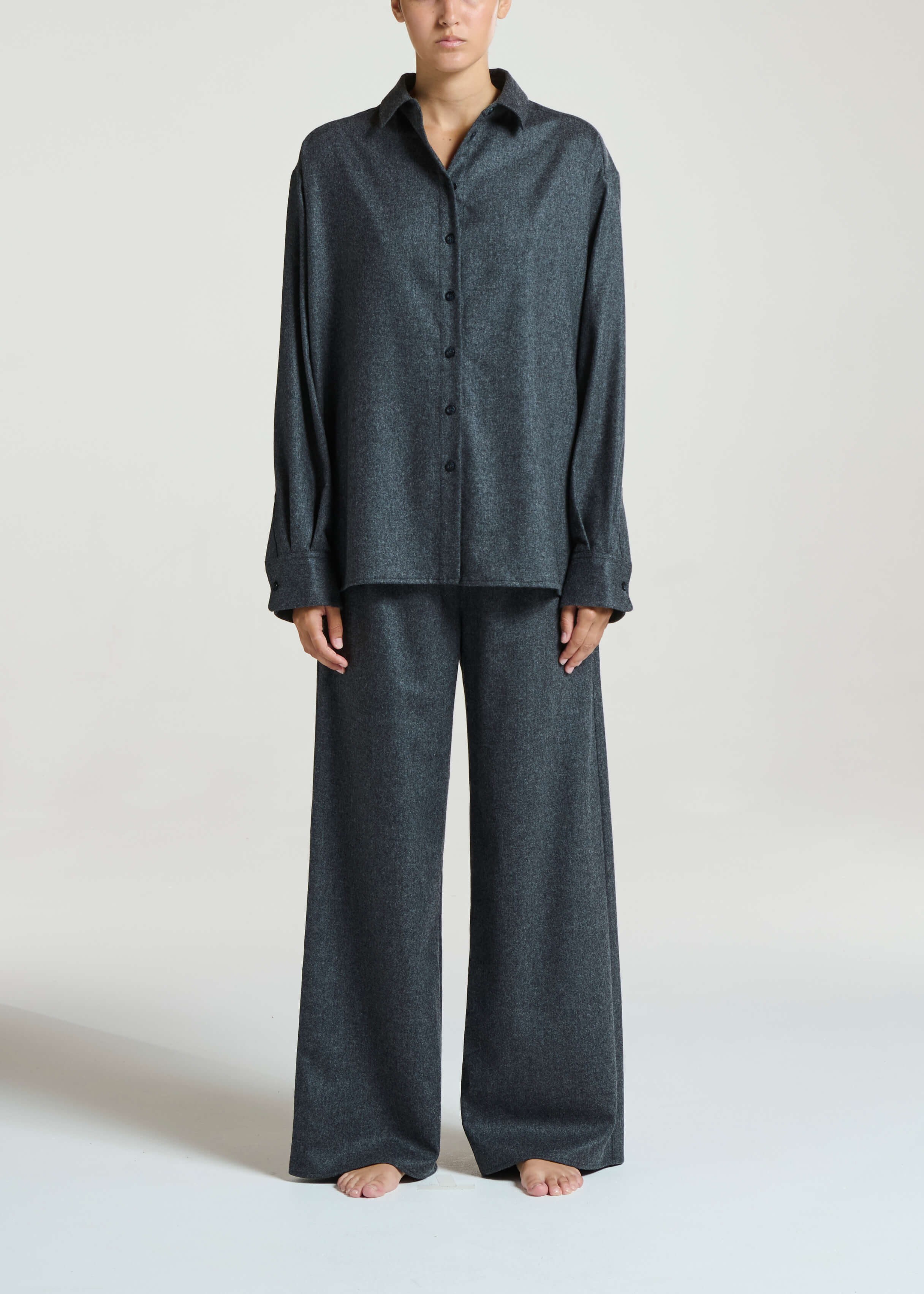 Maya Shirt Charcoal Wool Cashmere Flannel