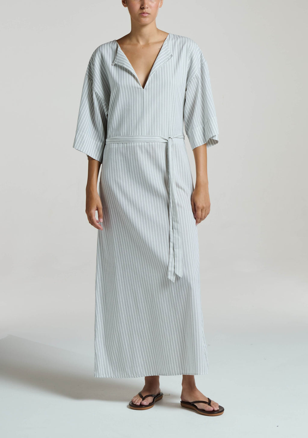 Daloa Dress Charcoal Stripe Cotton Viscose