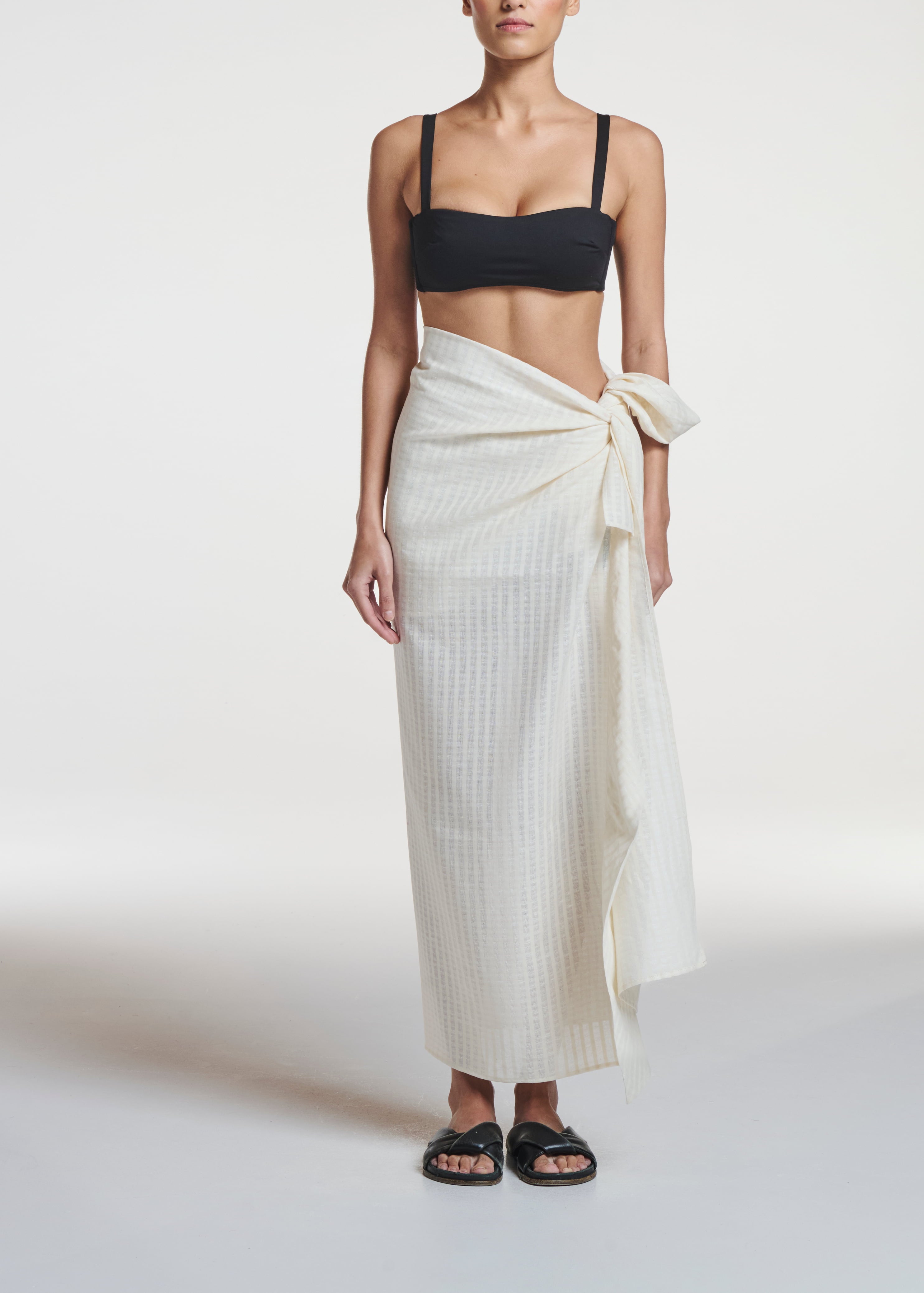 Sarong Shell White Stripe Cotton Linen