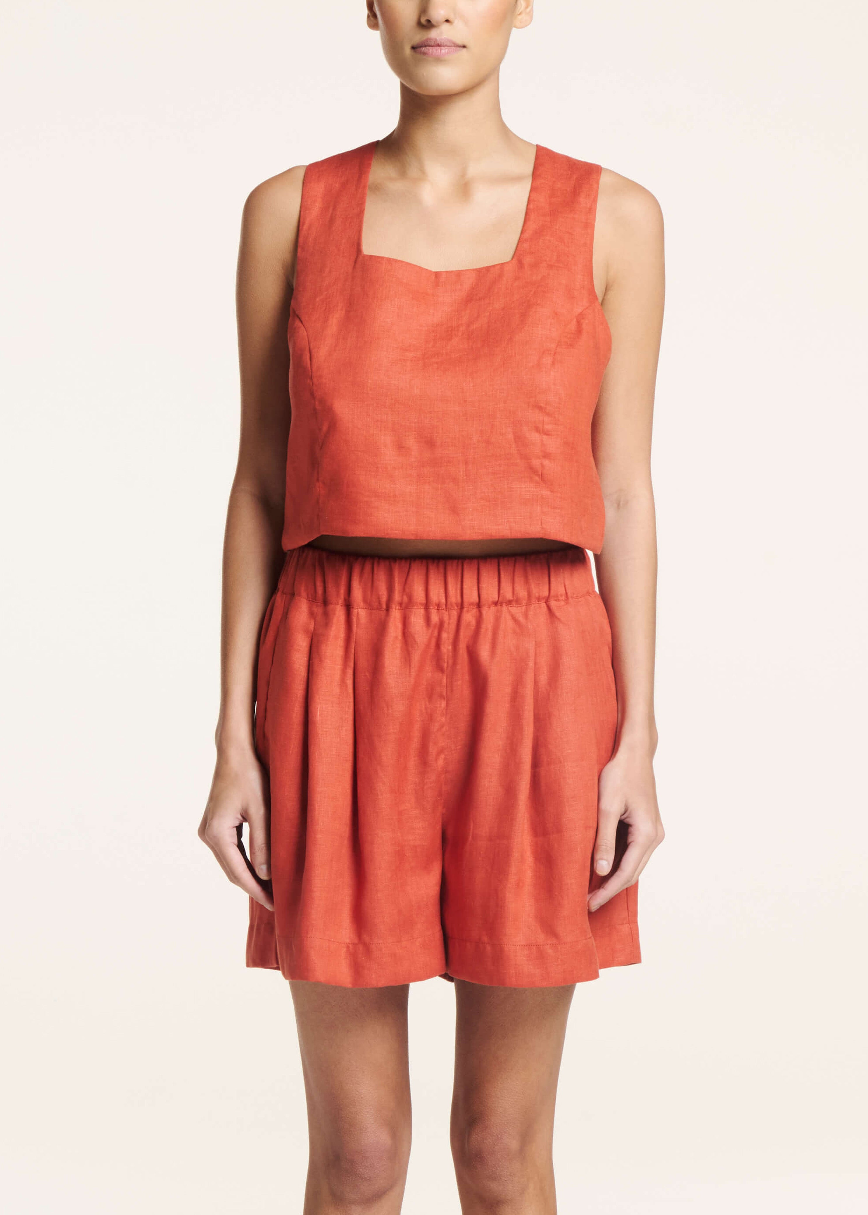 Cozumel Top Terracotta Linen