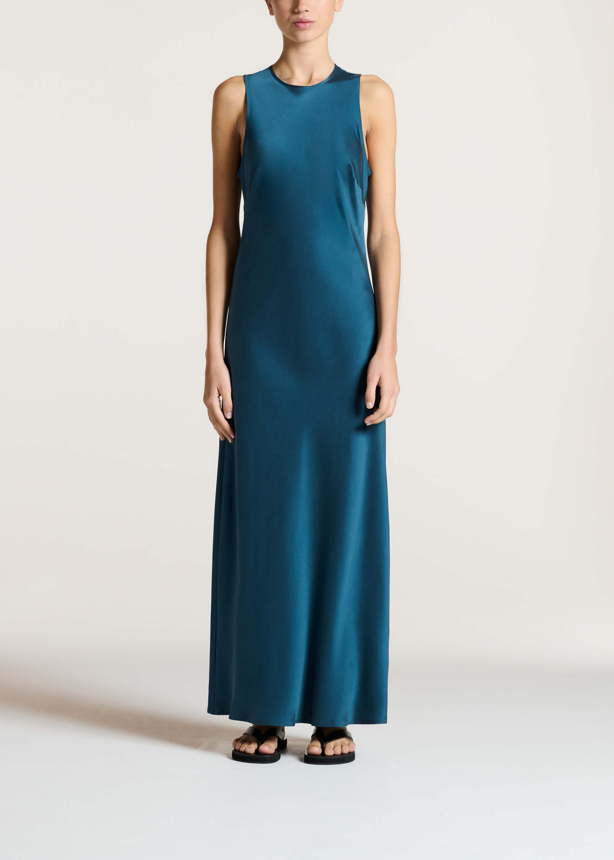 Valencia Dress Aegean Blue Silk Charmeuse