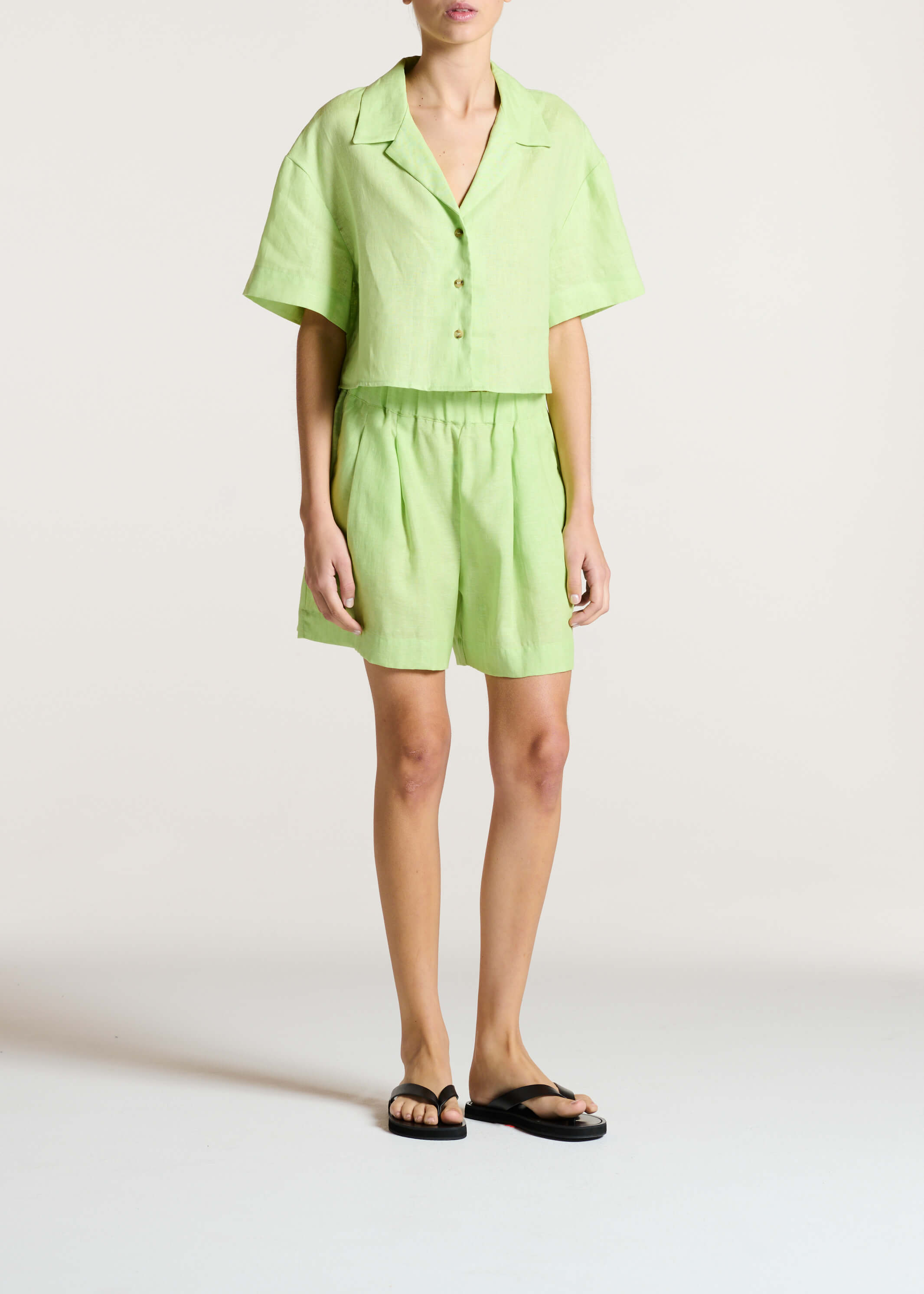 Lincoln Shirt Citrus Green Linen