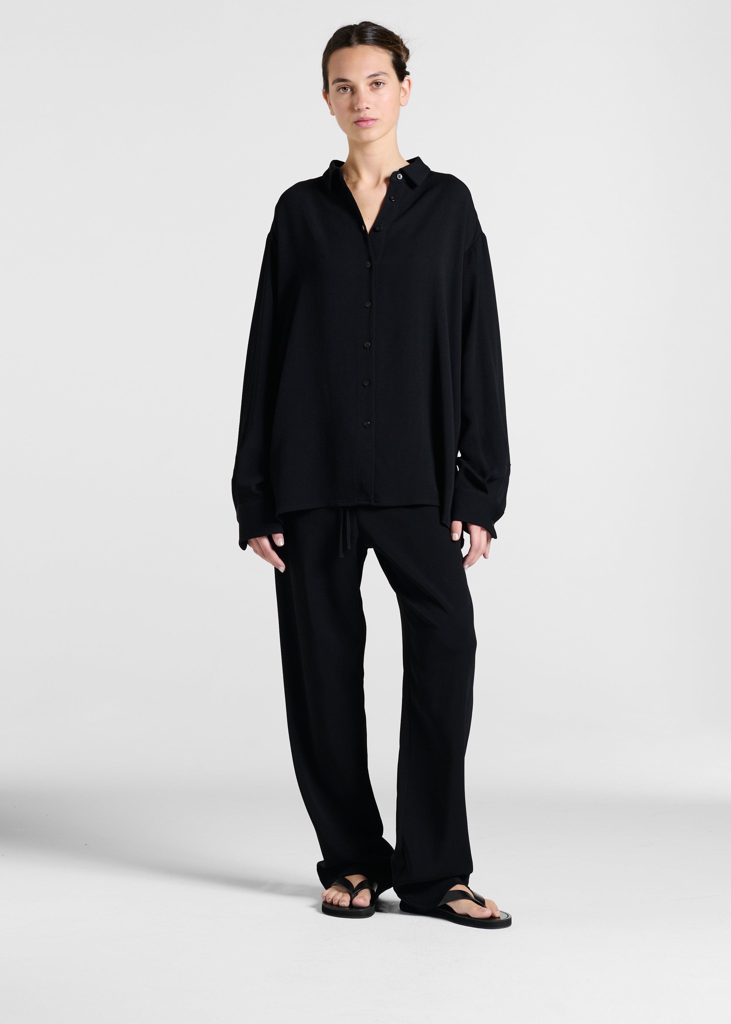 Aurelia Trouser Black Textured Viscose Crepe