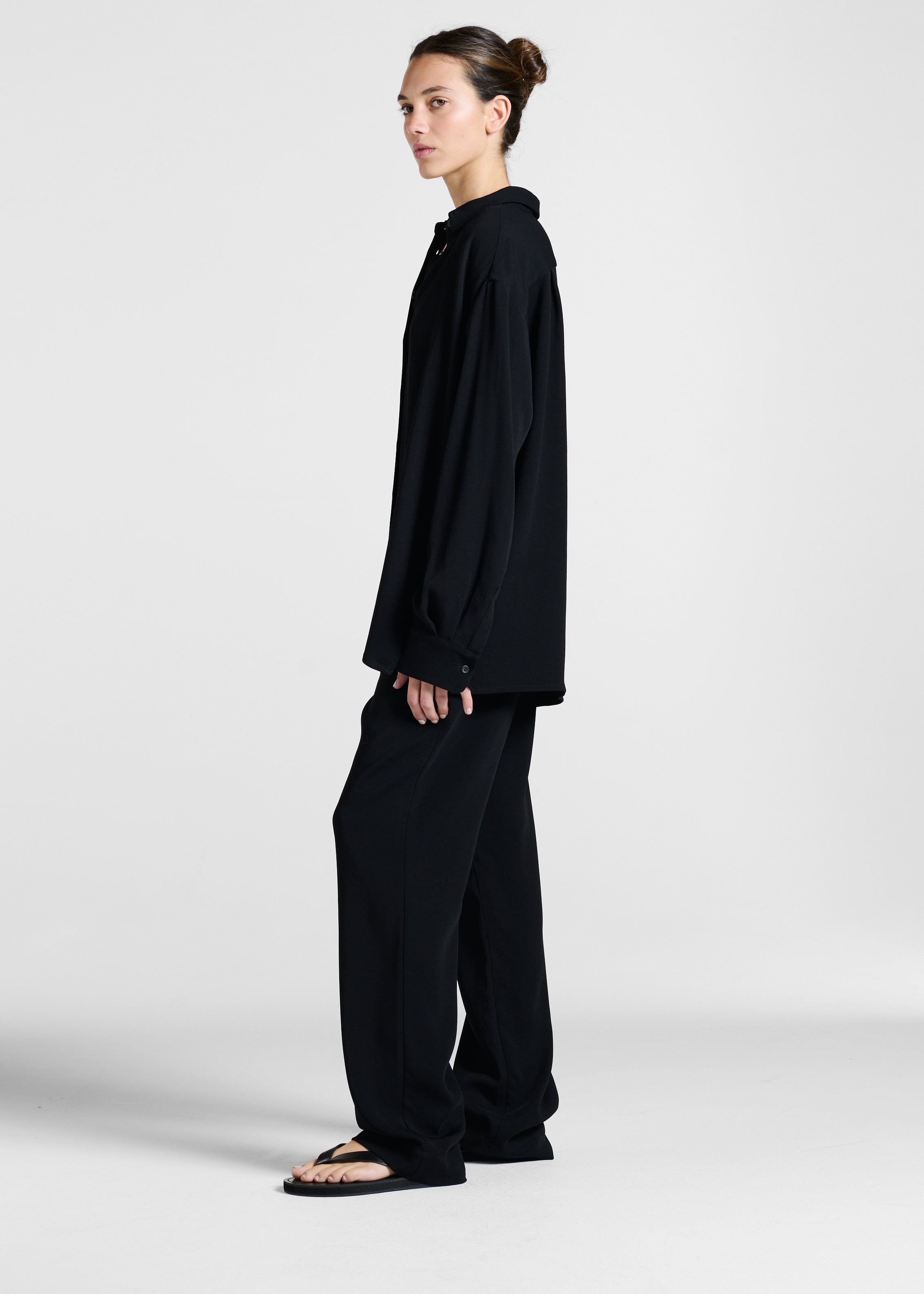 Aurelia Trouser Black Textured Viscose Crepe