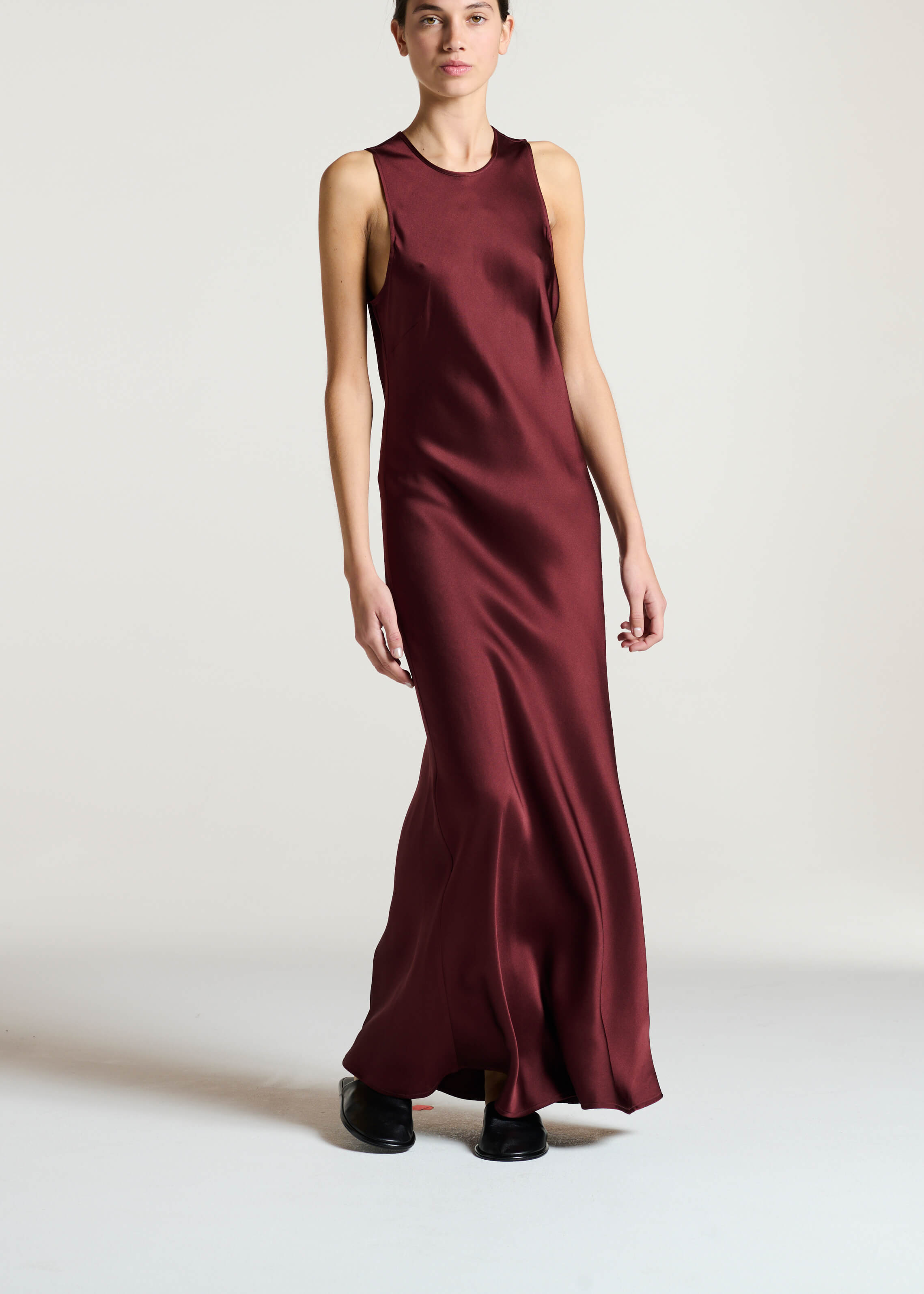 Valencia Dress Maroon Silk Satin
