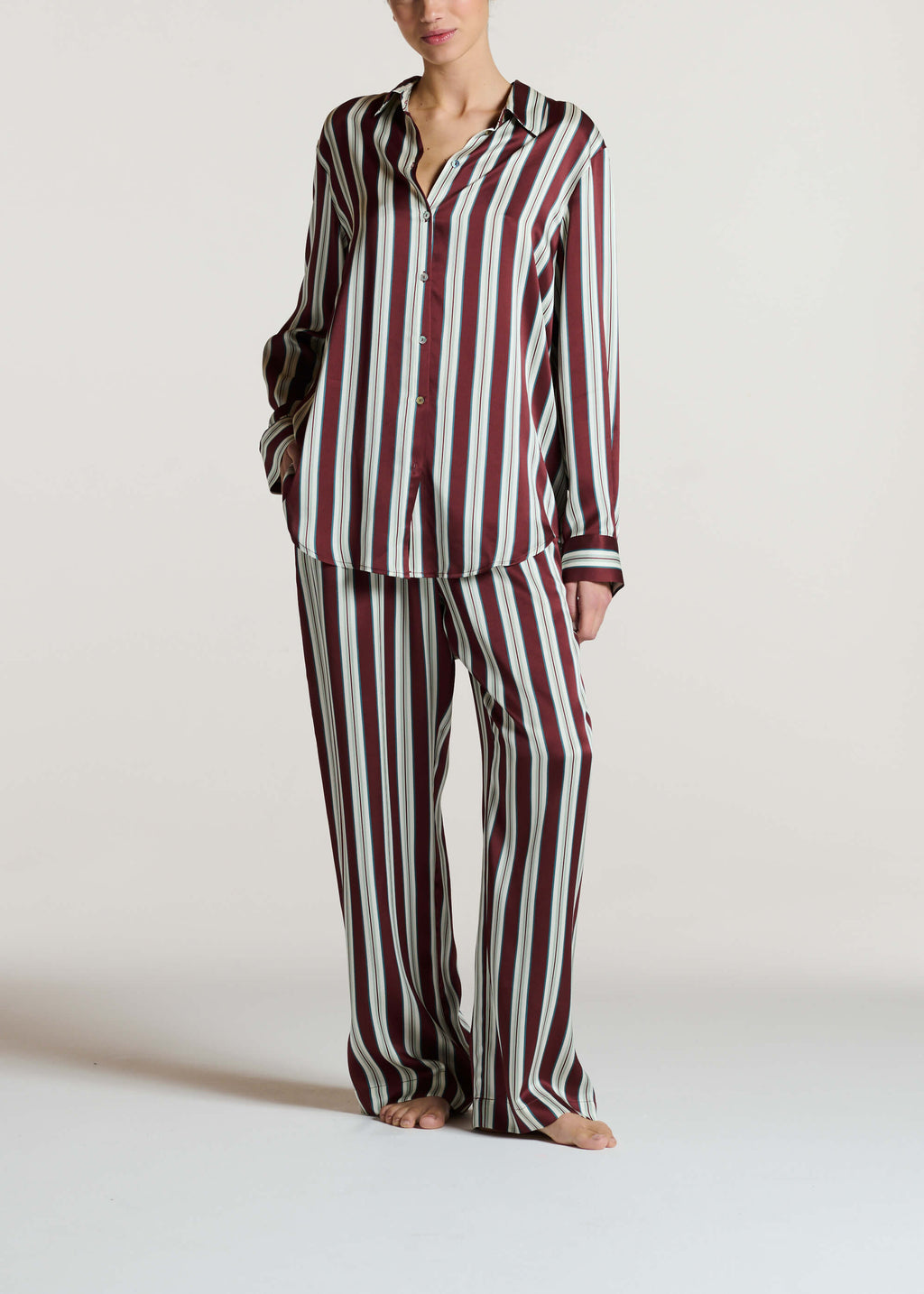 Rosa Trouser Stripe Silk Charmeuse