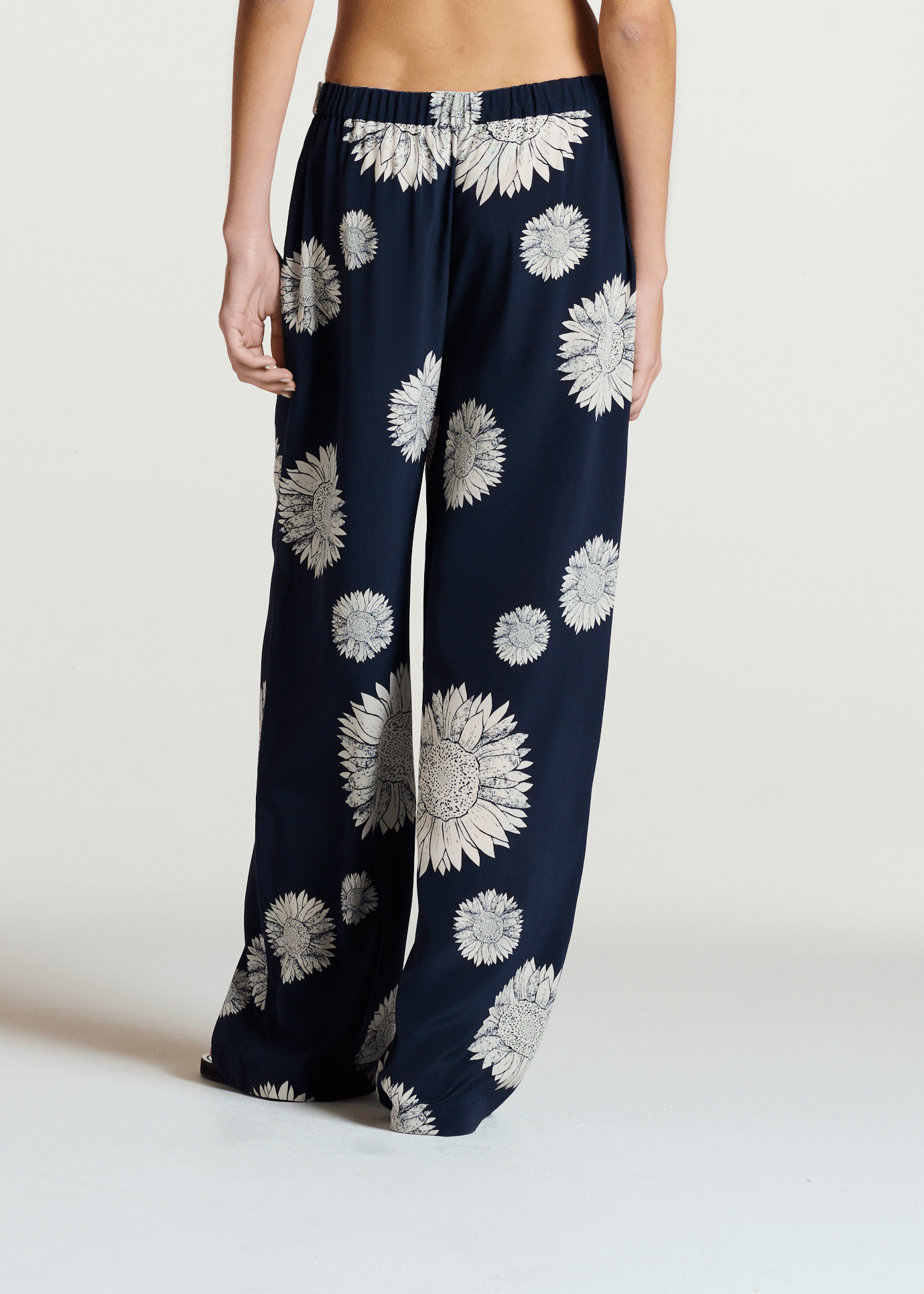 Isola Trouser Navy Sunflower Silk Crepe