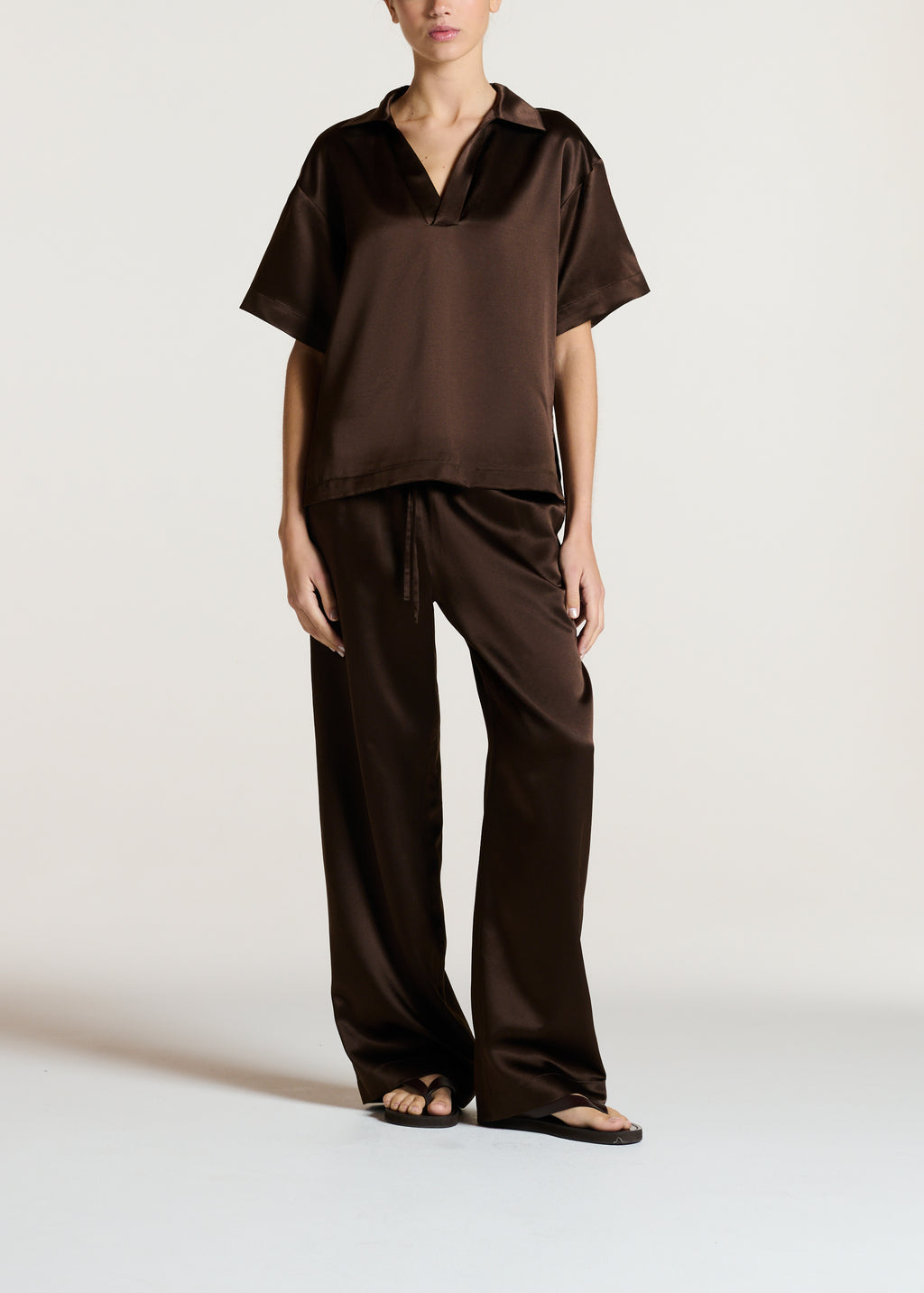 Modena Top Dark Silk Wool Satin