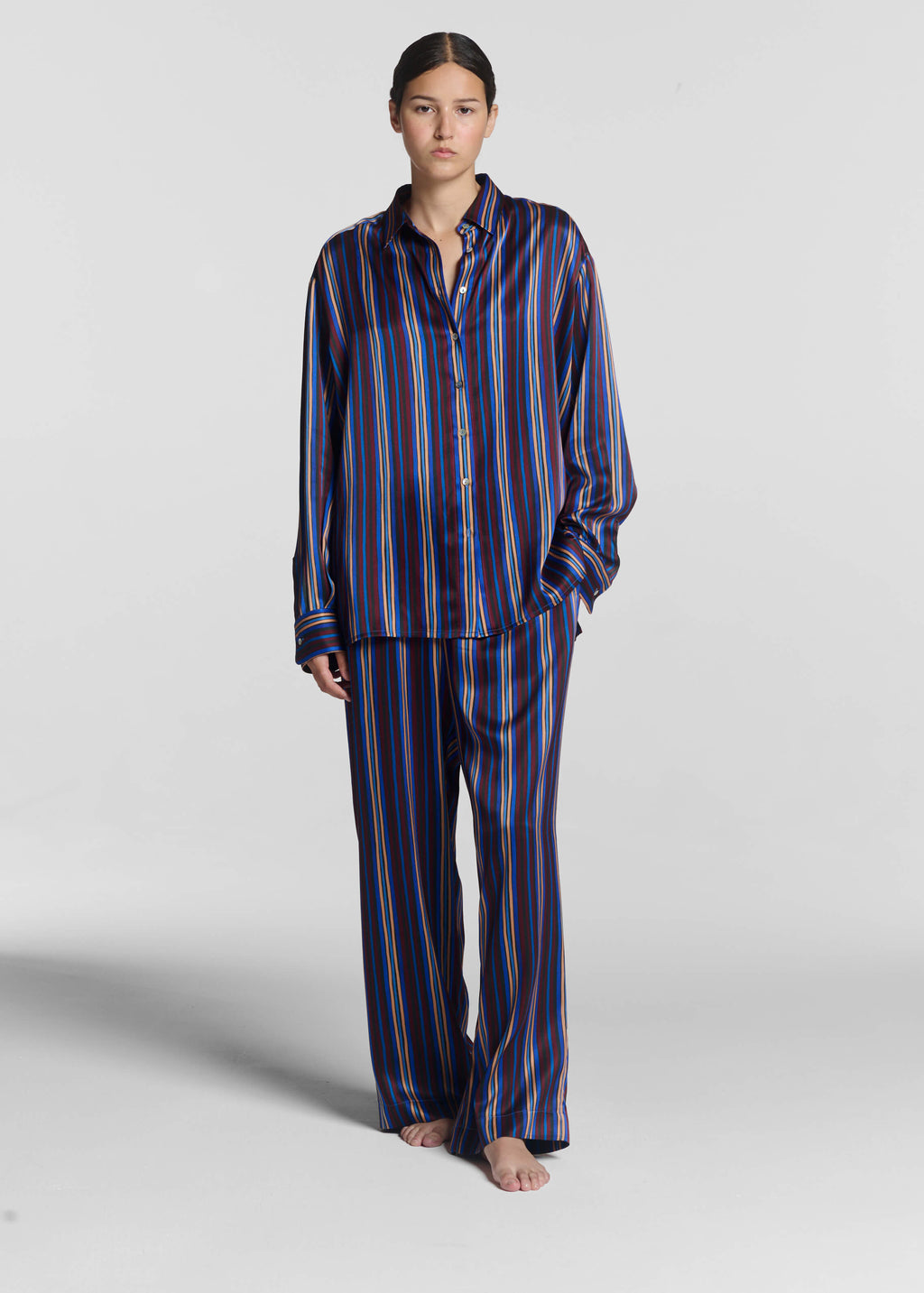 Rosa Trouser Painted Stripe Silk Charmeuse