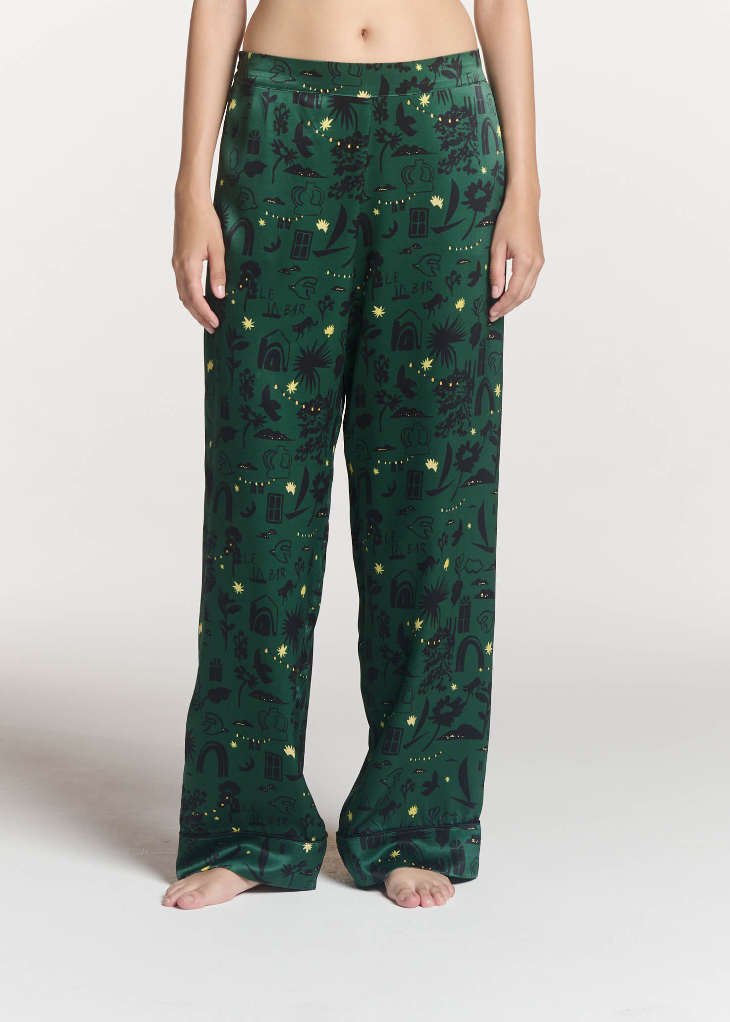 London Trouser Nightstar Green Silk Charmeuse