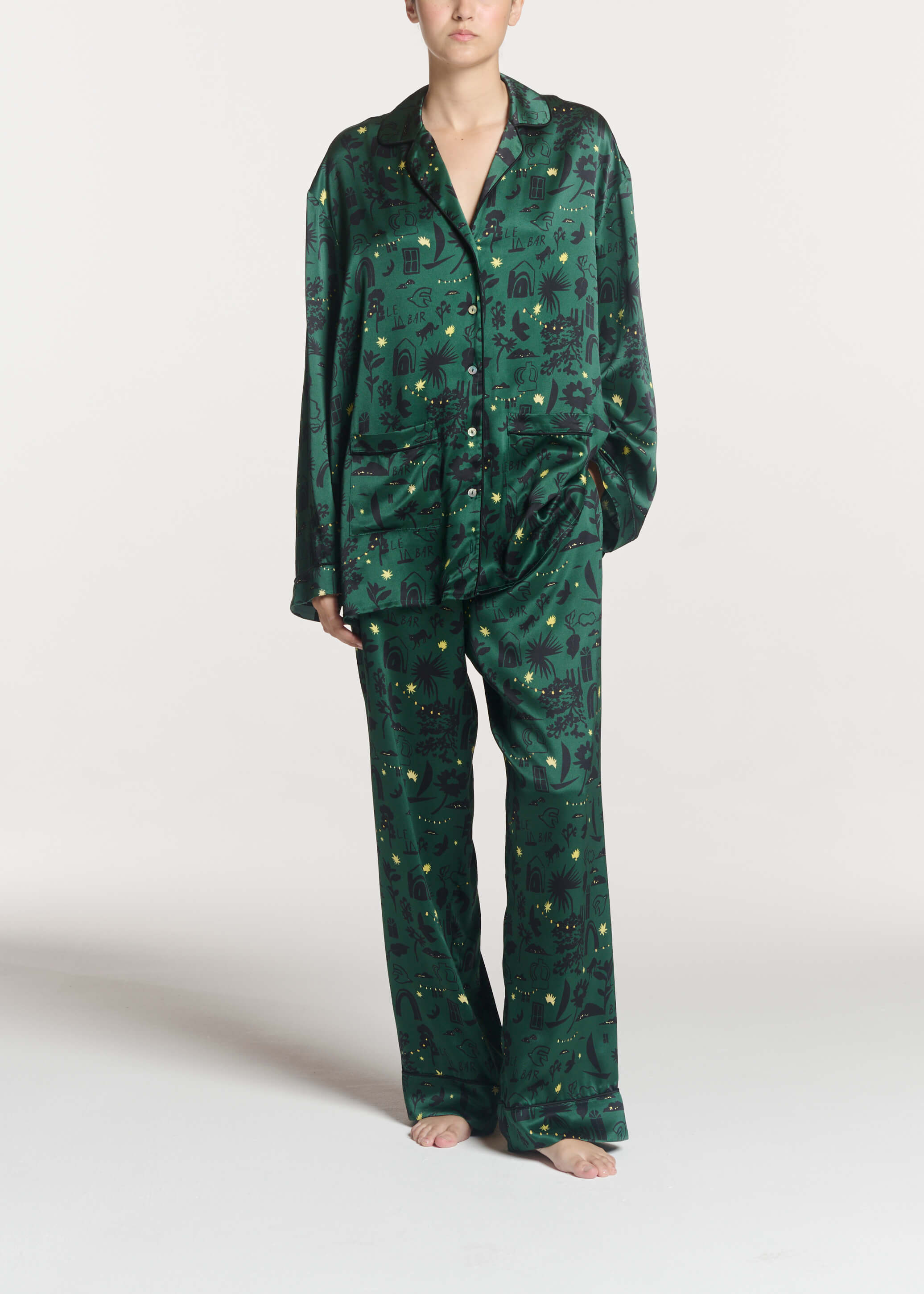London Trouser Nightstar Green Silk Charmeuse