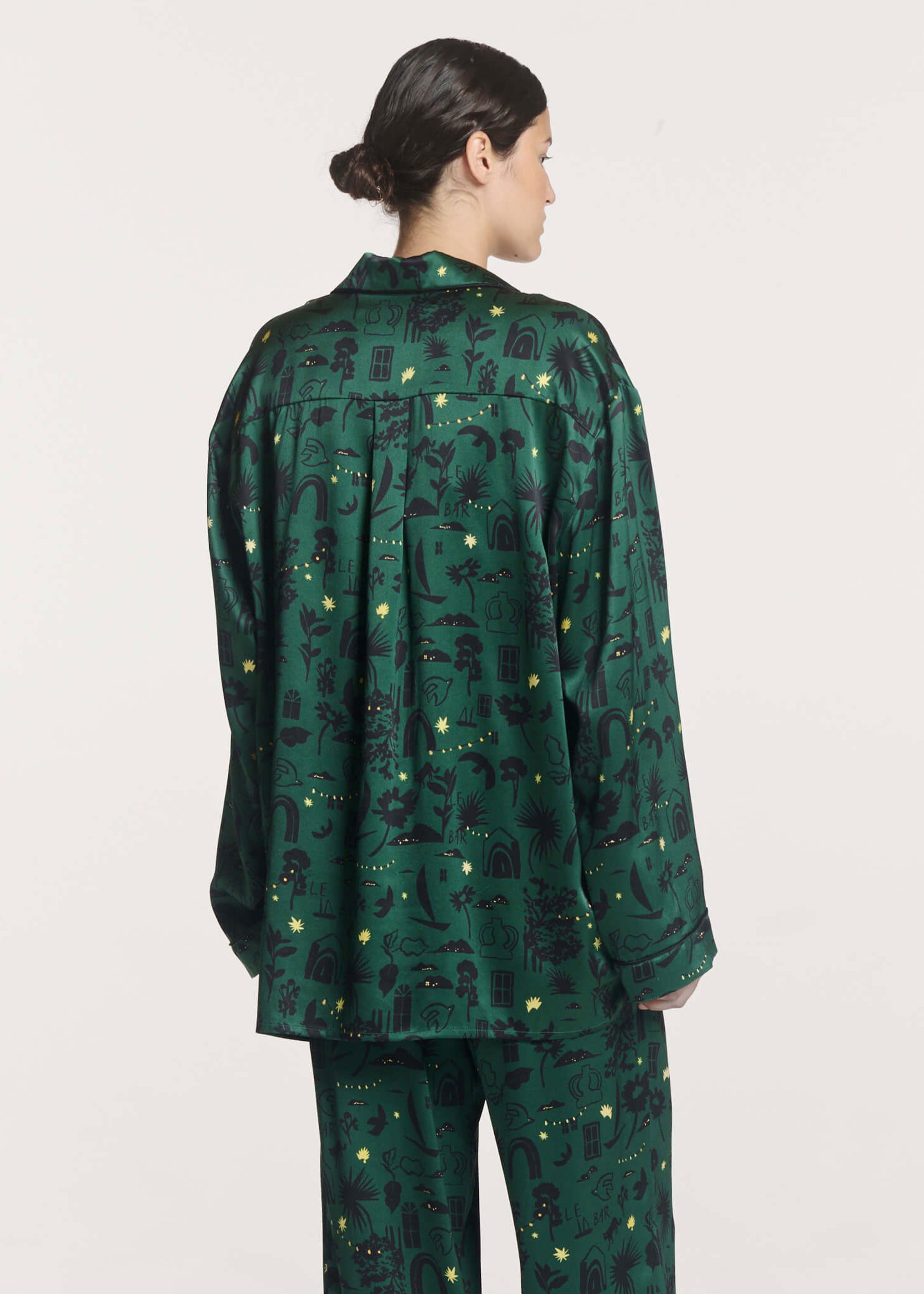 Alba Shirt Nightstar Green Silk Charmeuse