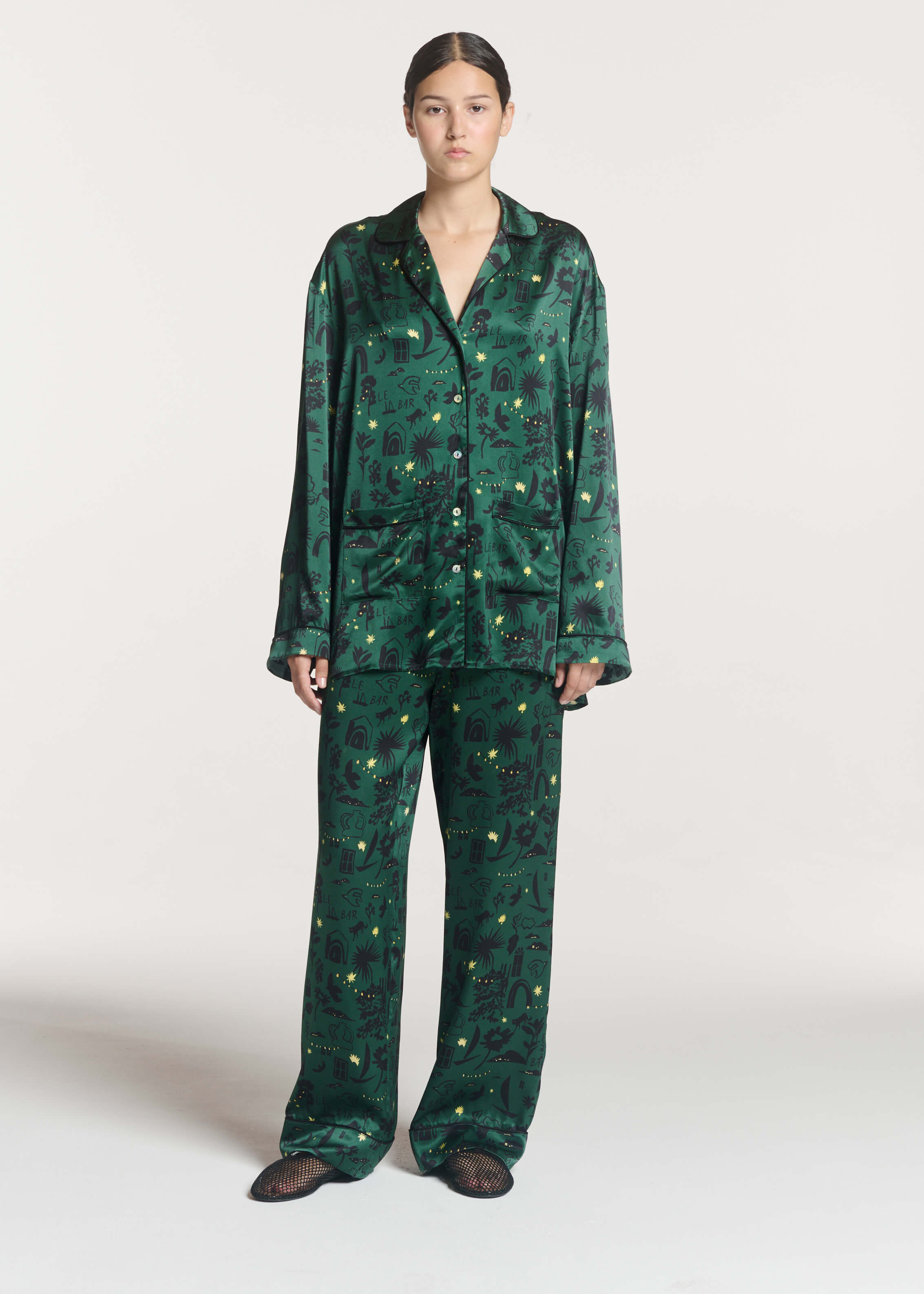 London Trouser Nightstar Green Silk Charmeuse
