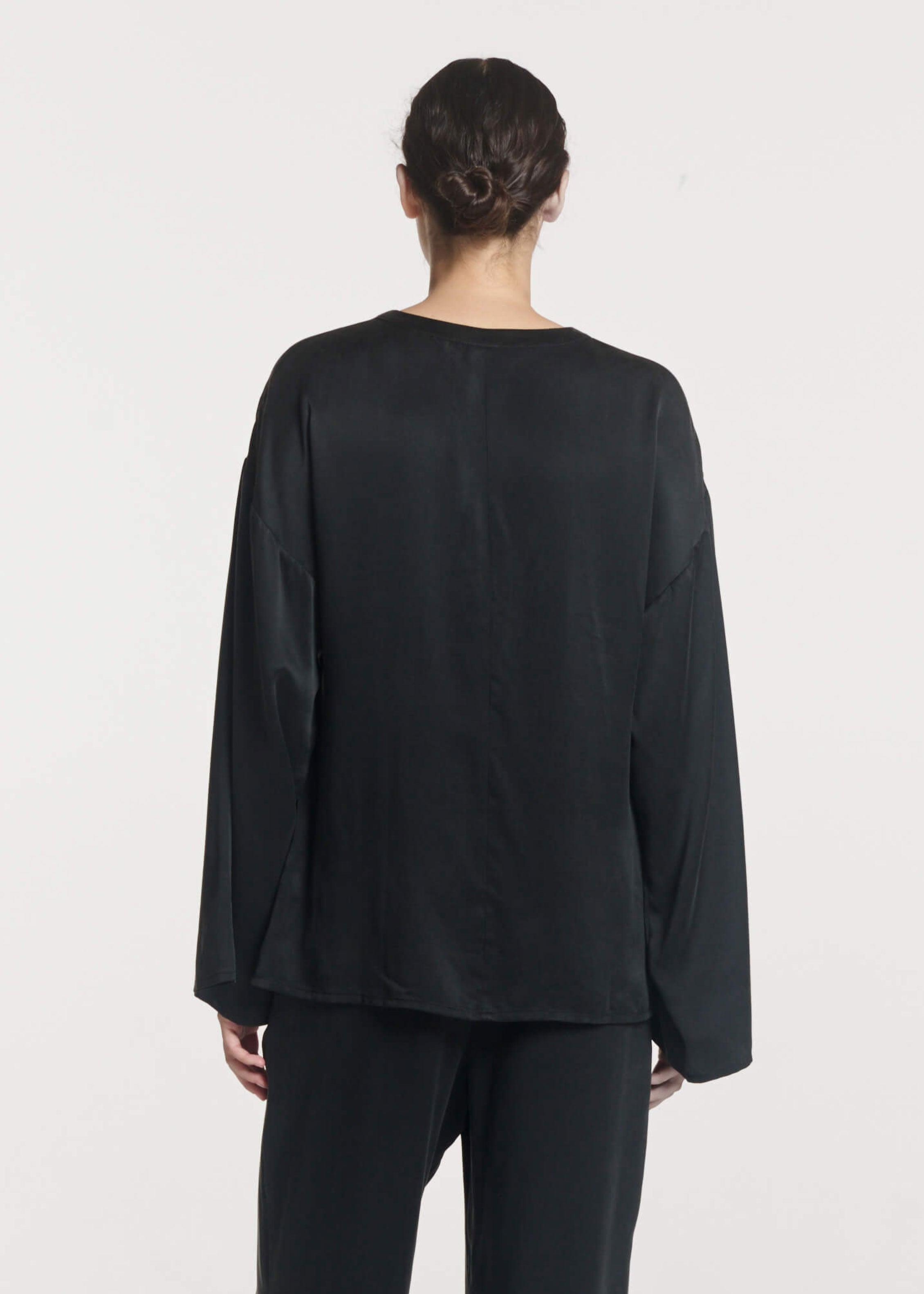 Lecco Top Black Silk Charmeuse