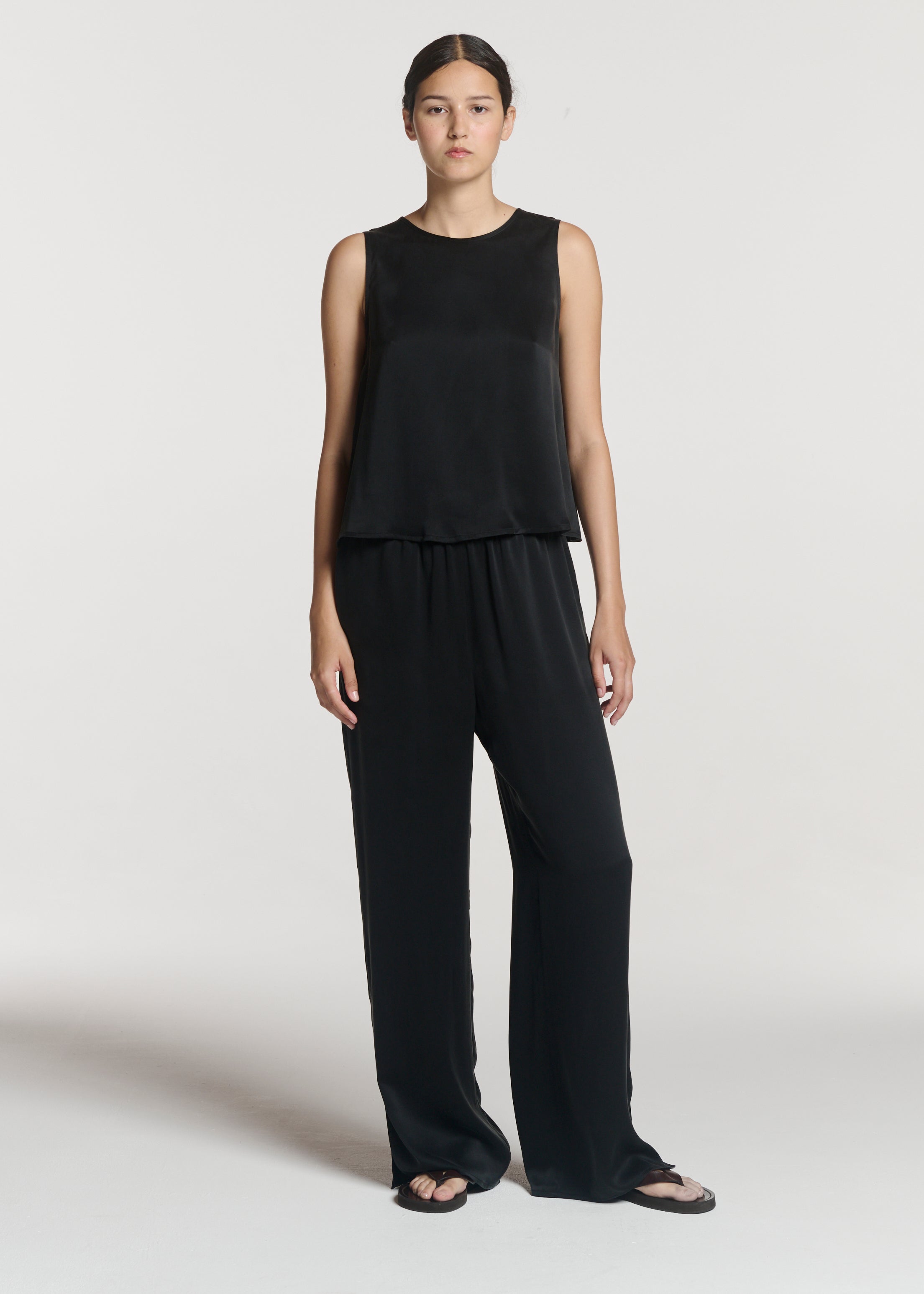 Sofia Top Black Silk Charmeuse