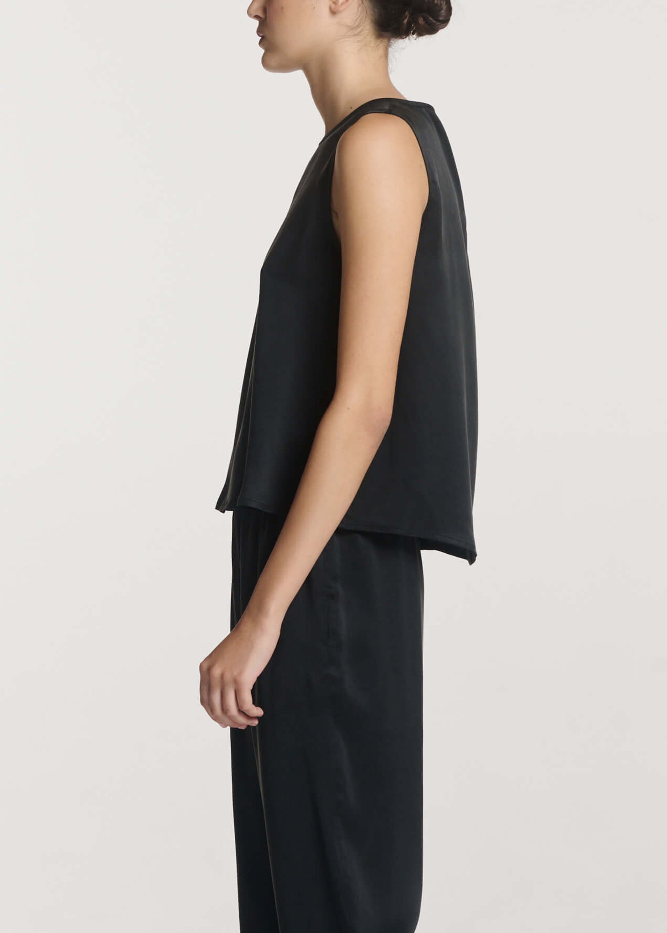 Sofia Top Black Silk Charmeuse