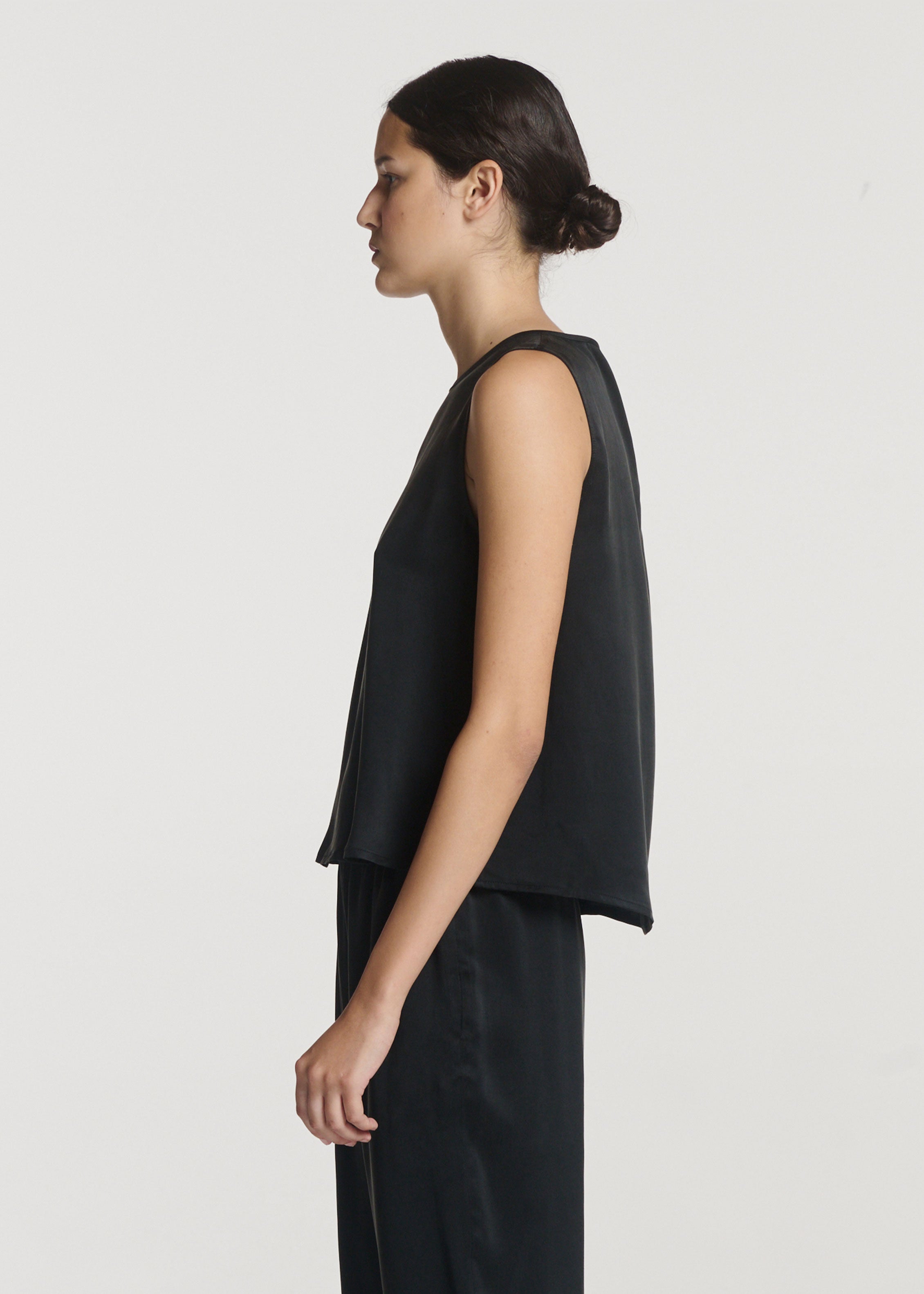Sofia Top Black Silk Charmeuse