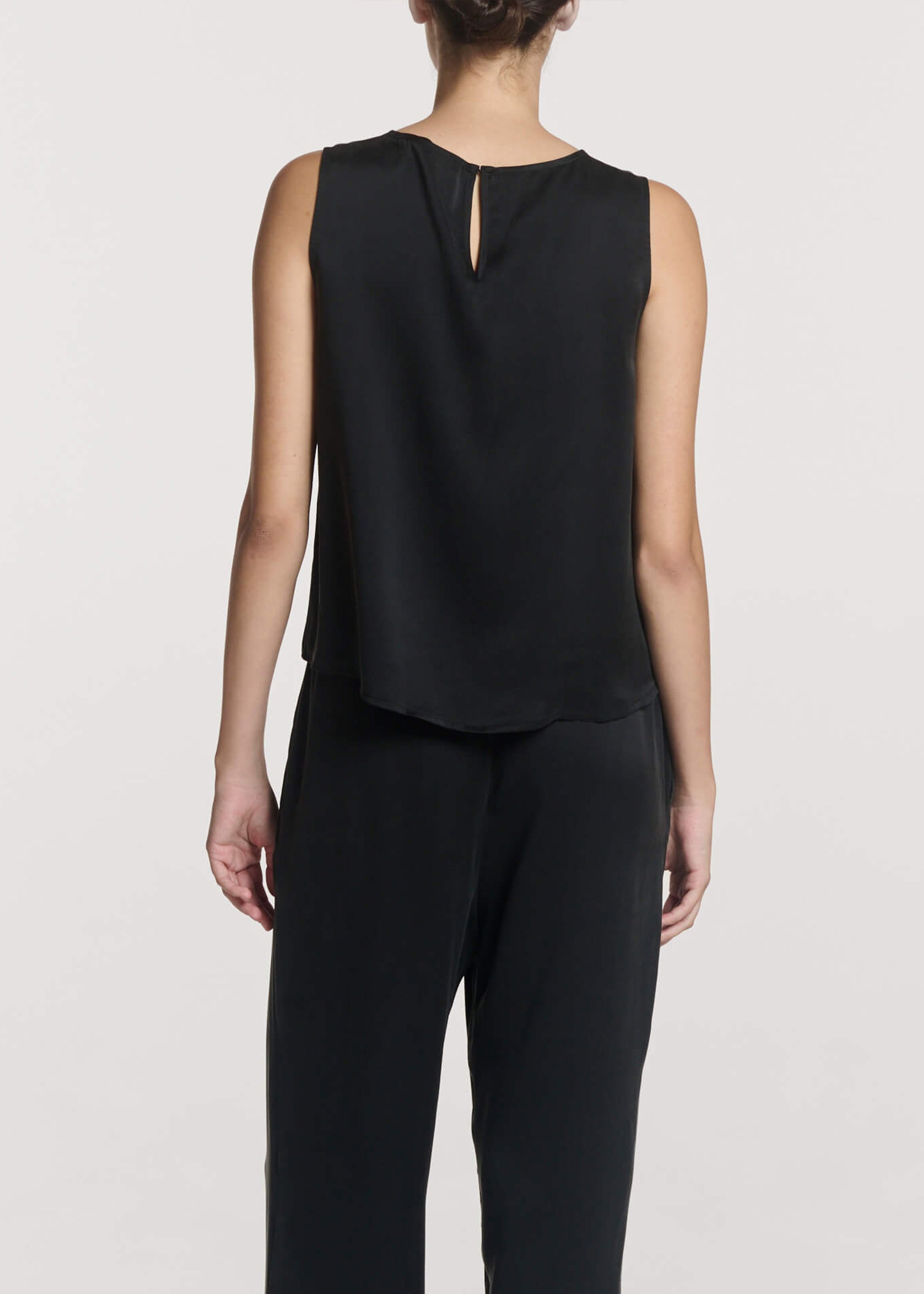 Sofia Top Black Silk Charmeuse
