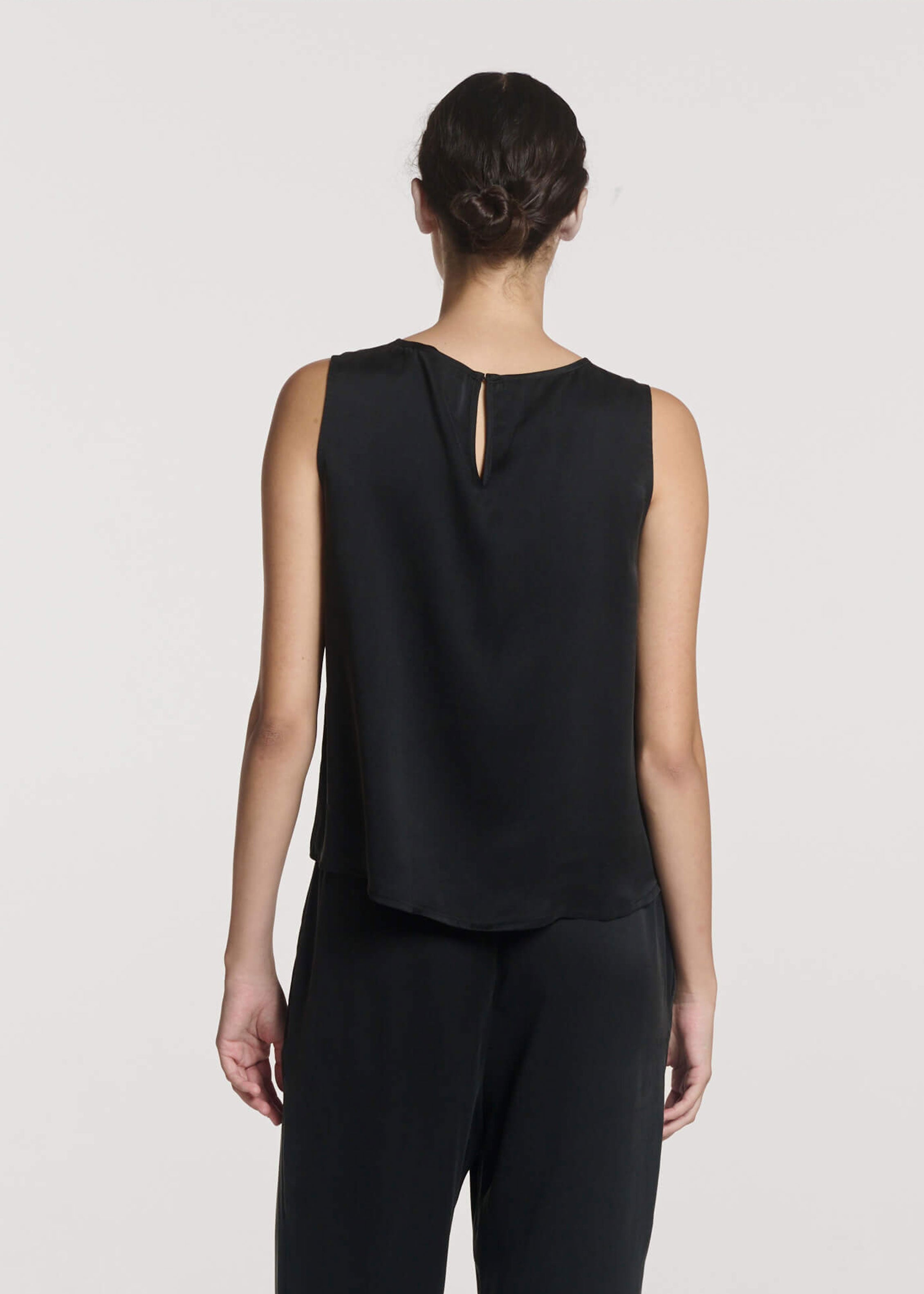 Sofia Top Black Silk Charmeuse