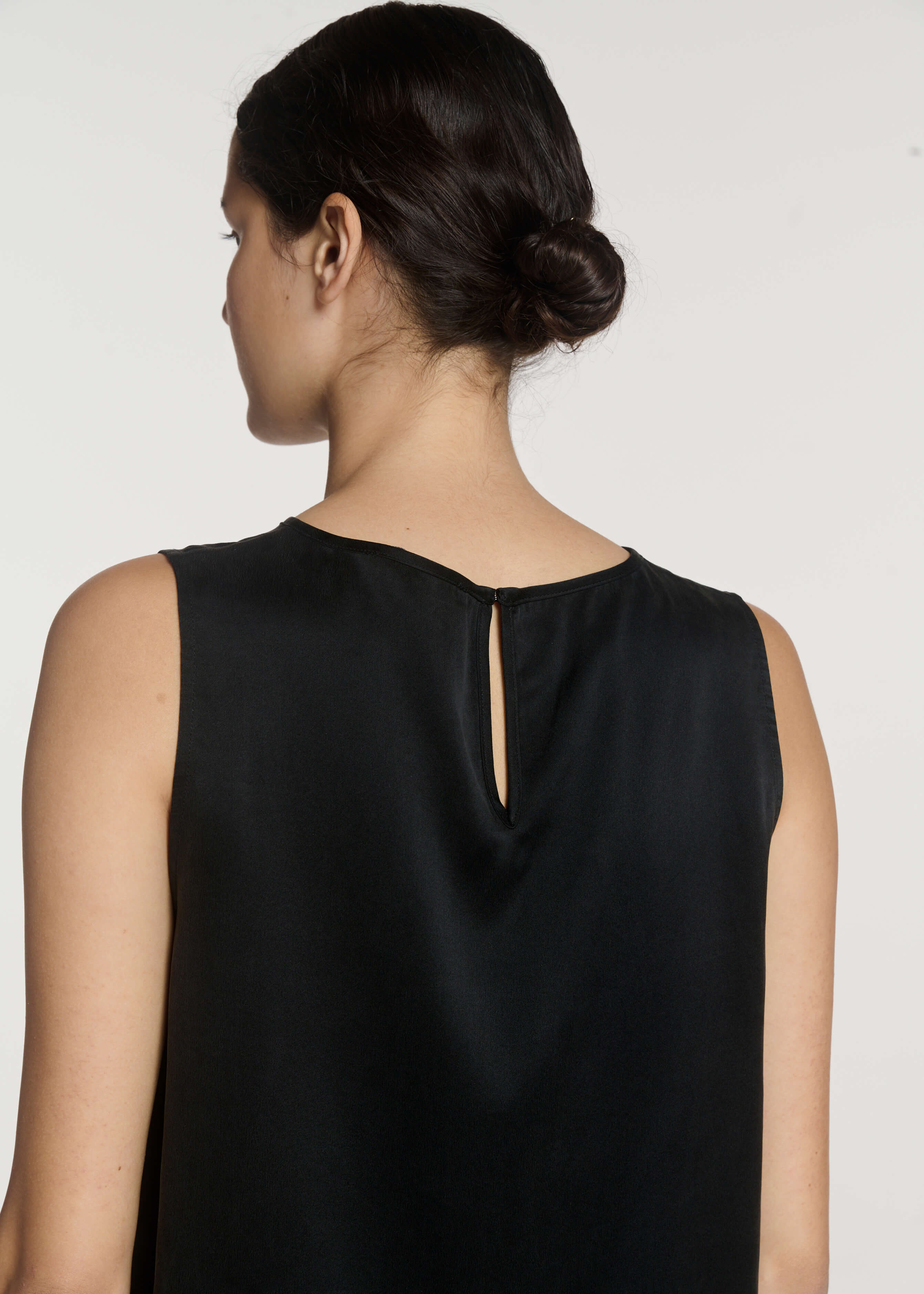 Sofia Top Black Silk Charmeuse