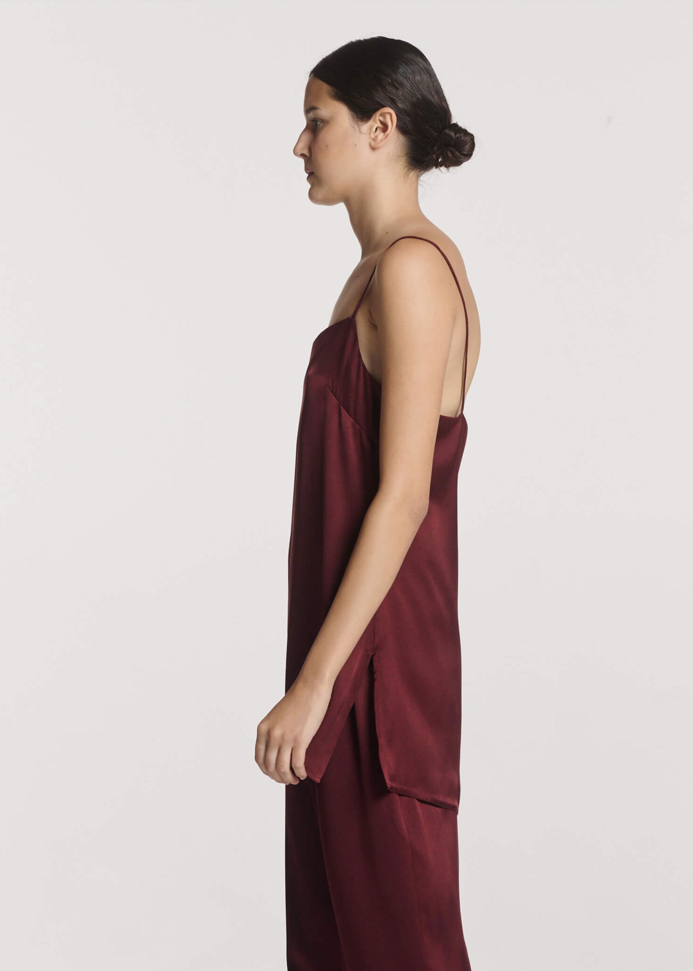Pisa Top Maroon Silk Satin