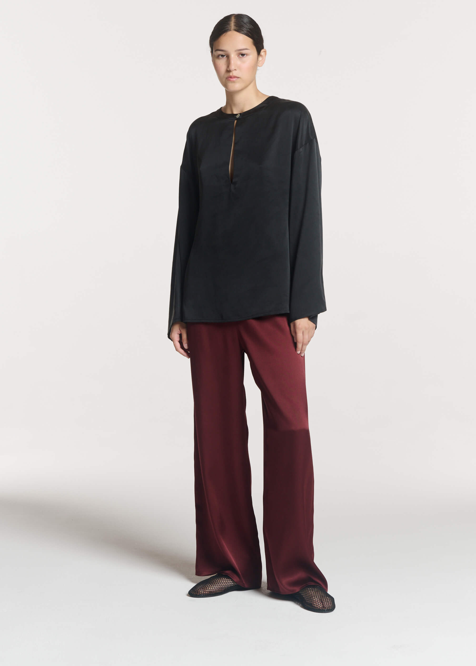 Austin Trouser Maroon Silk Satin
