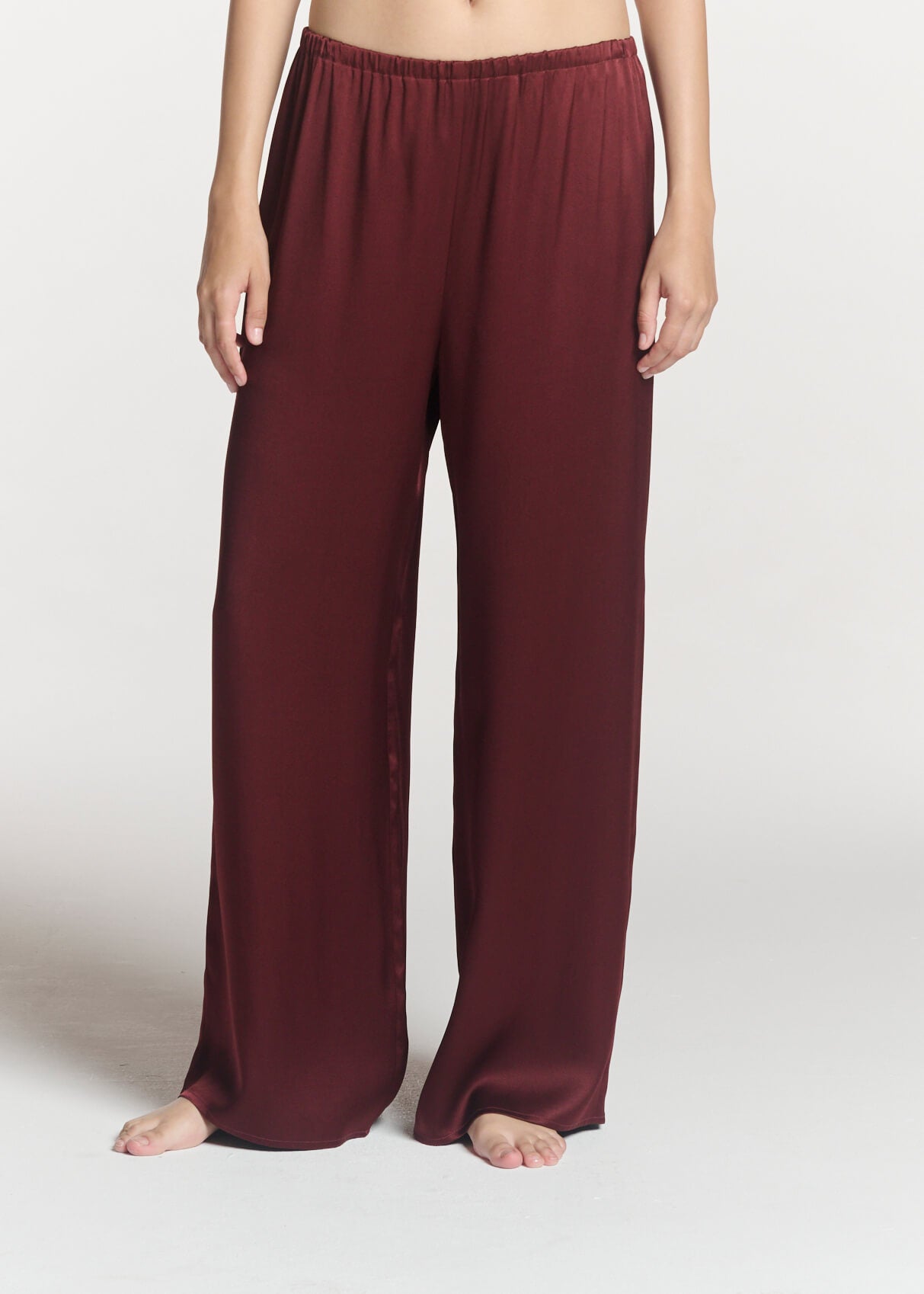 Austin Trouser Maroon Silk Satin