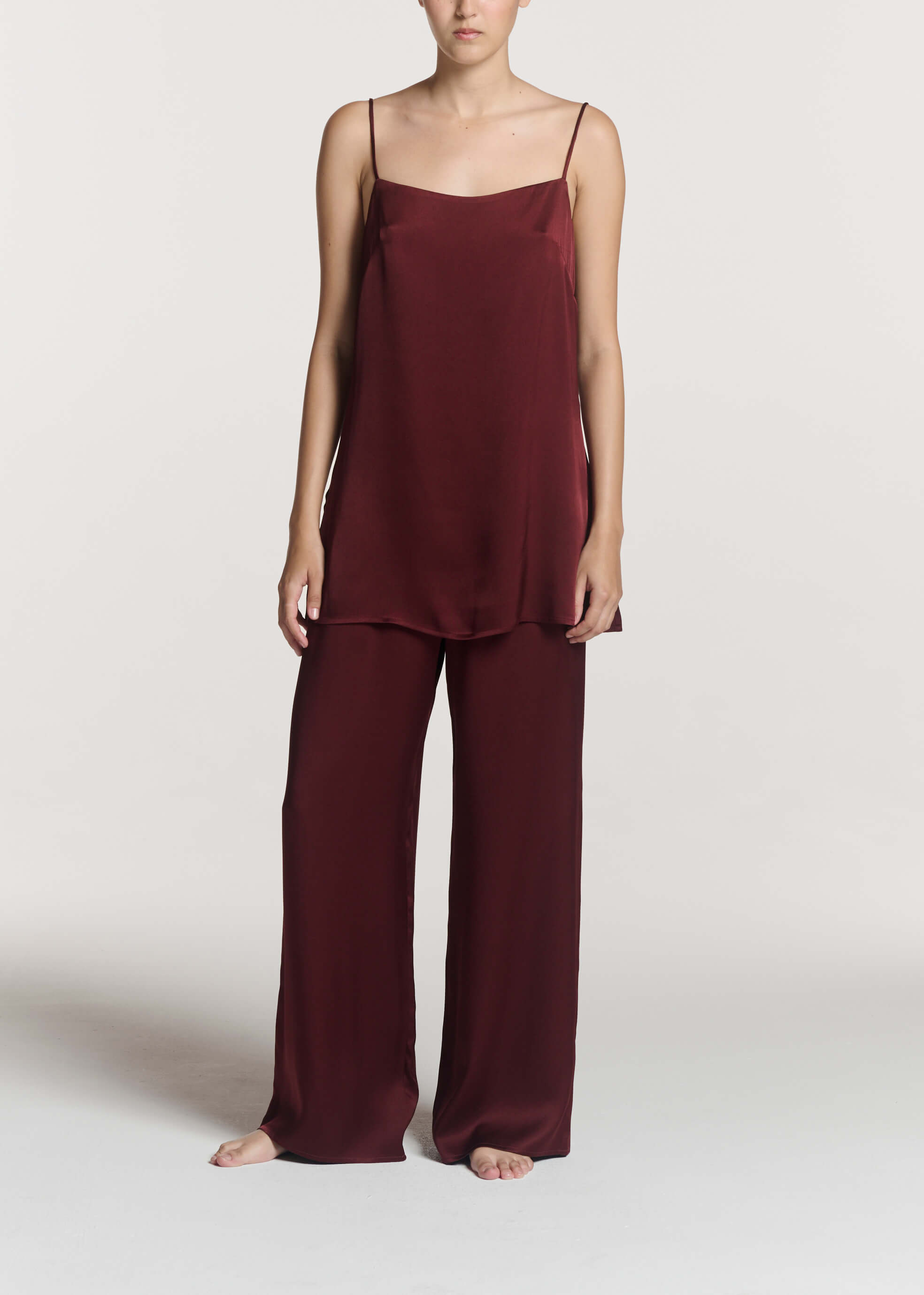 Austin Trouser Maroon Silk Satin