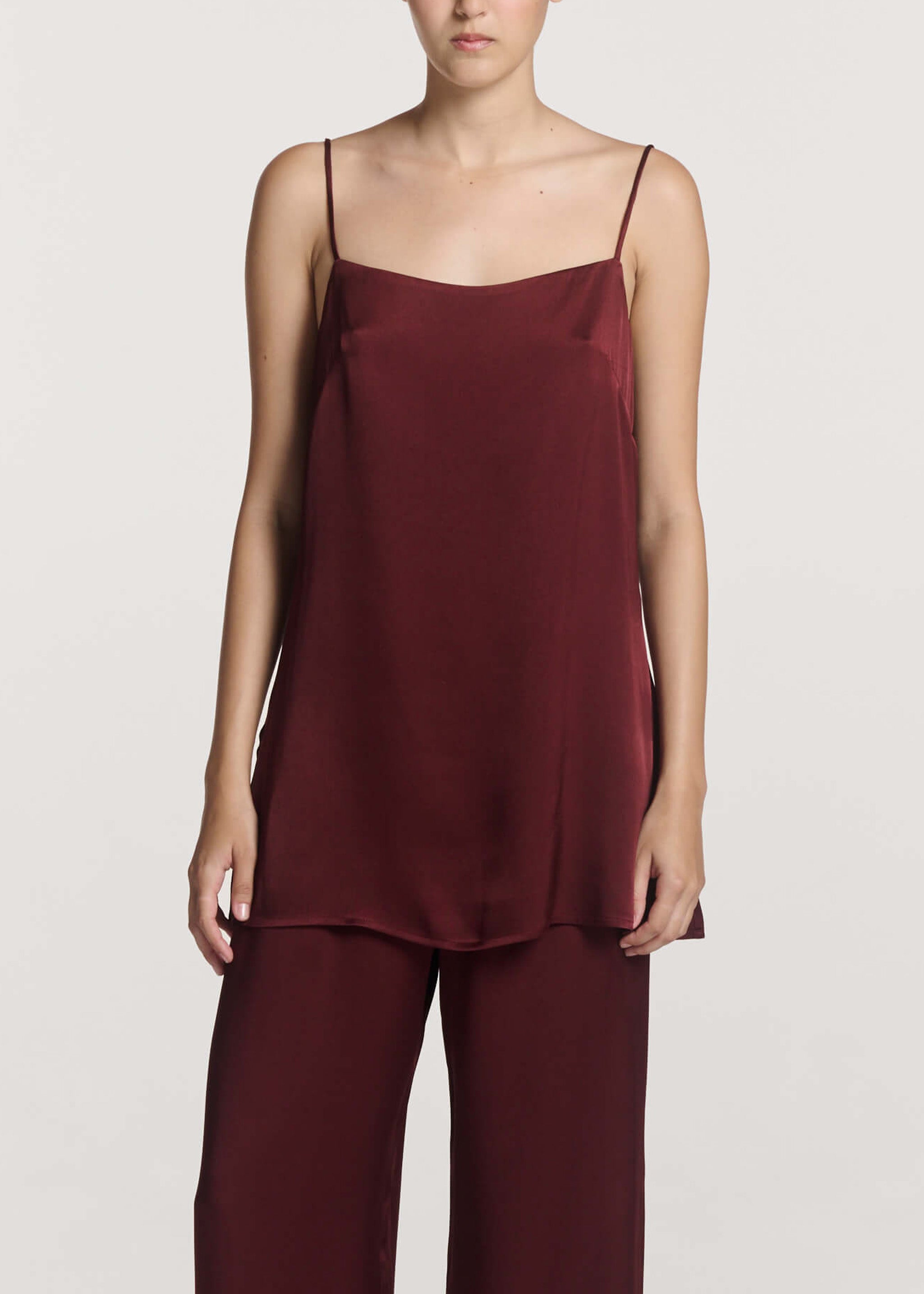 Pisa Top Maroon Silk Satin