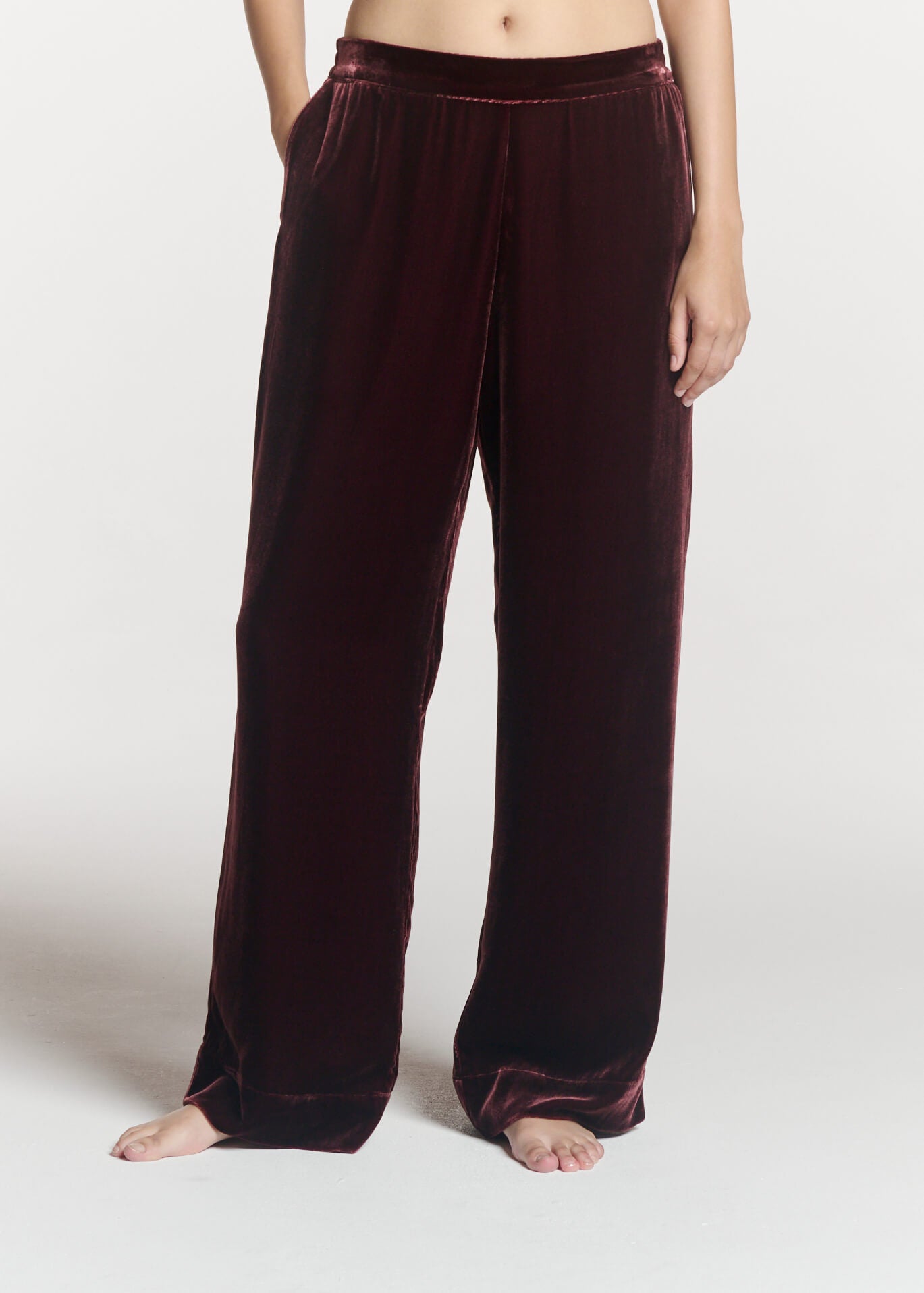 London Trouser Maroon Viscose Velvet