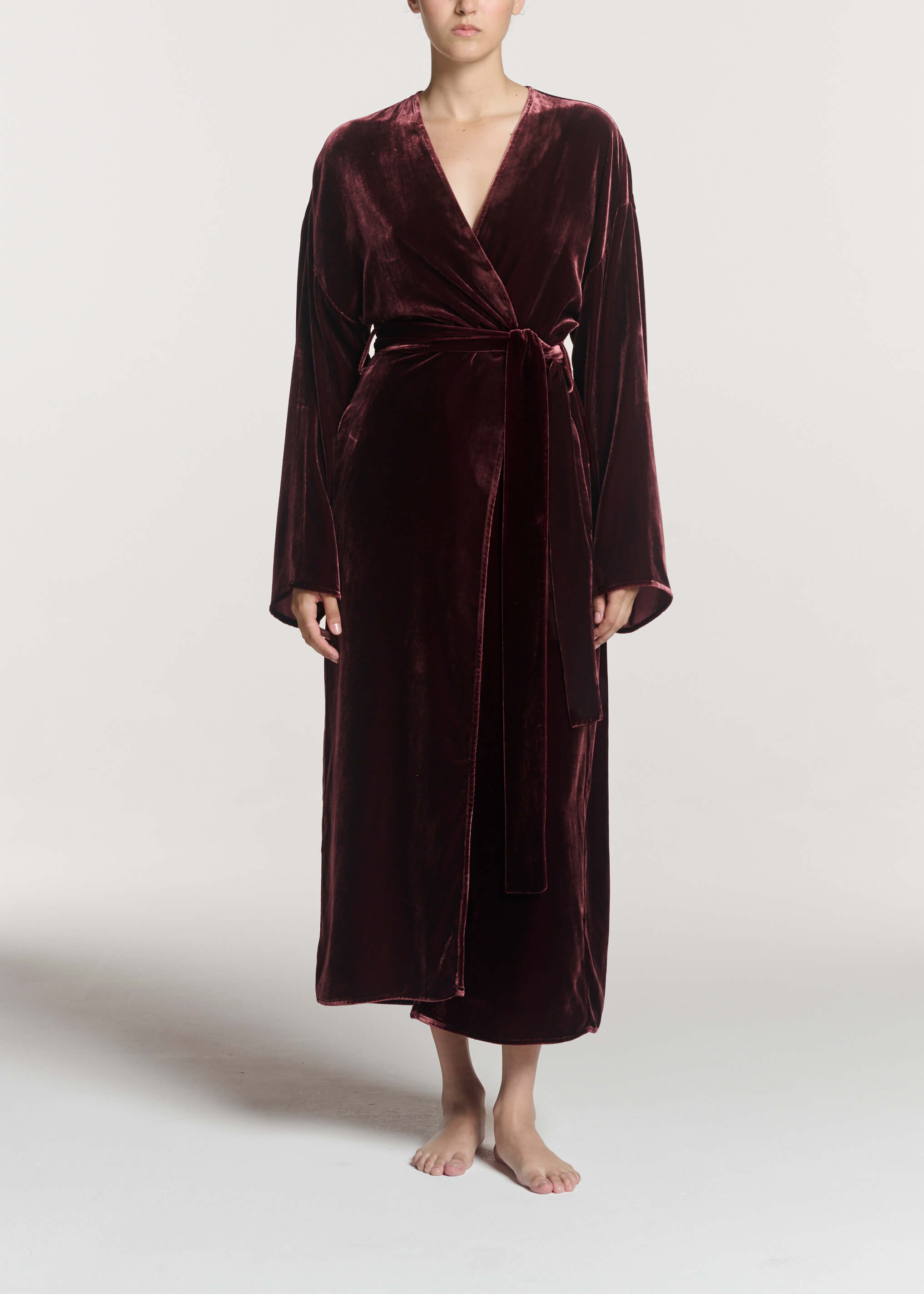 Lorenzo Robe Maroon Viscose Velvet