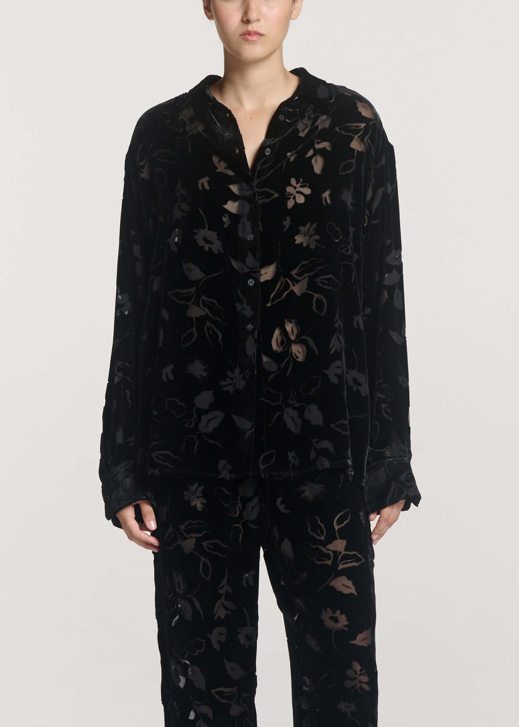Maya Shirt Foliage Devore Velvet