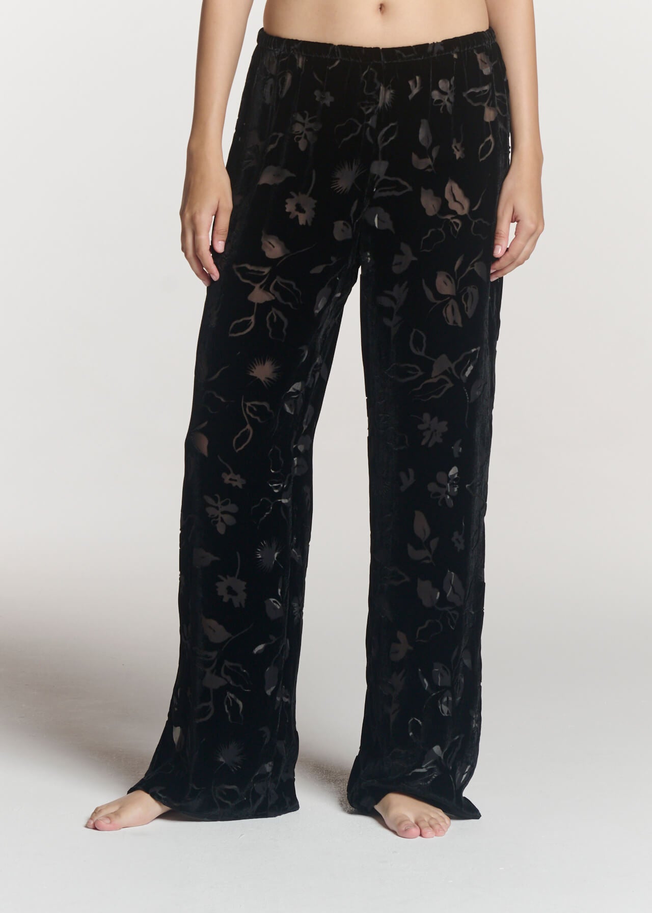 Loreto Trouser Black Foliage Devore Velvet