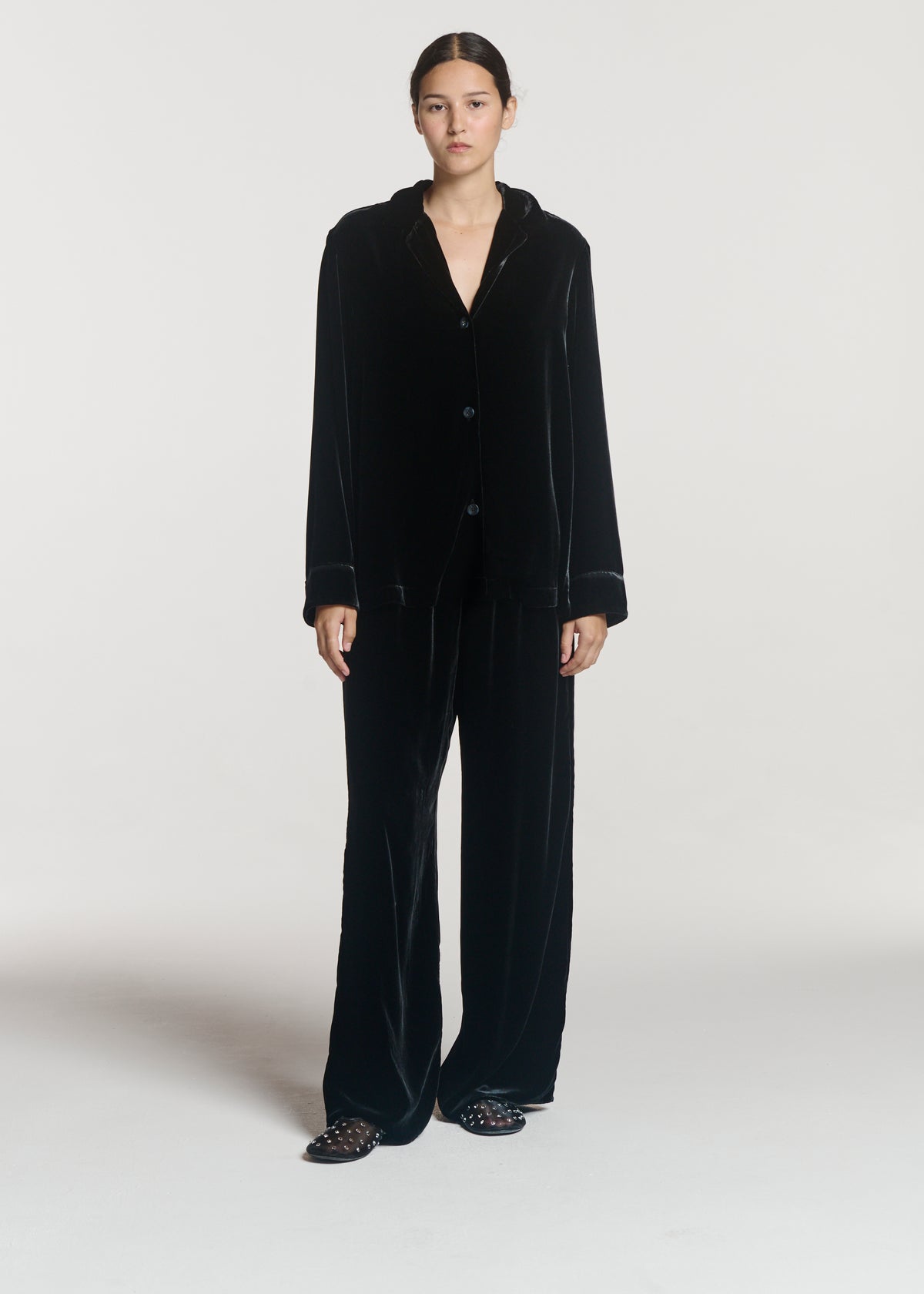 Calabasas Shirt Black Silk Velvet