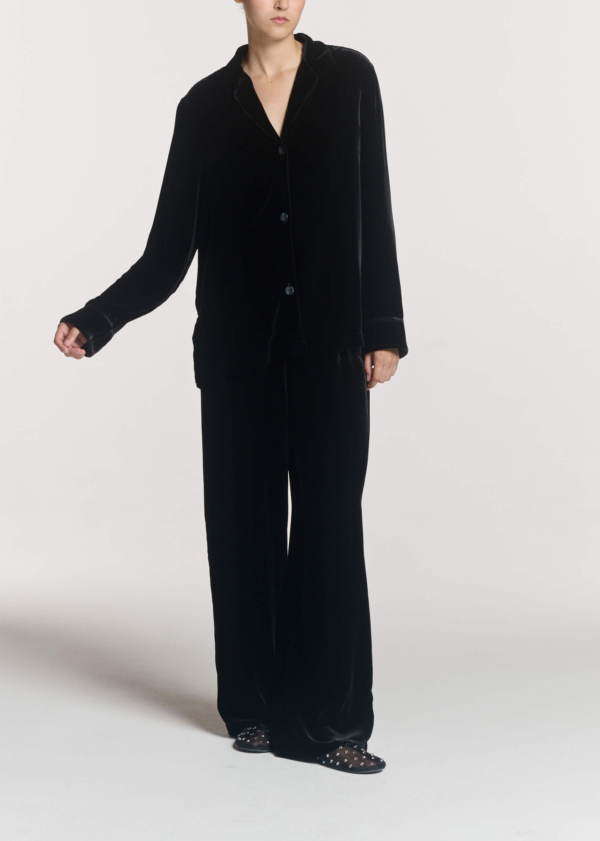 Calabasas Shirt Black Viscose Velvet