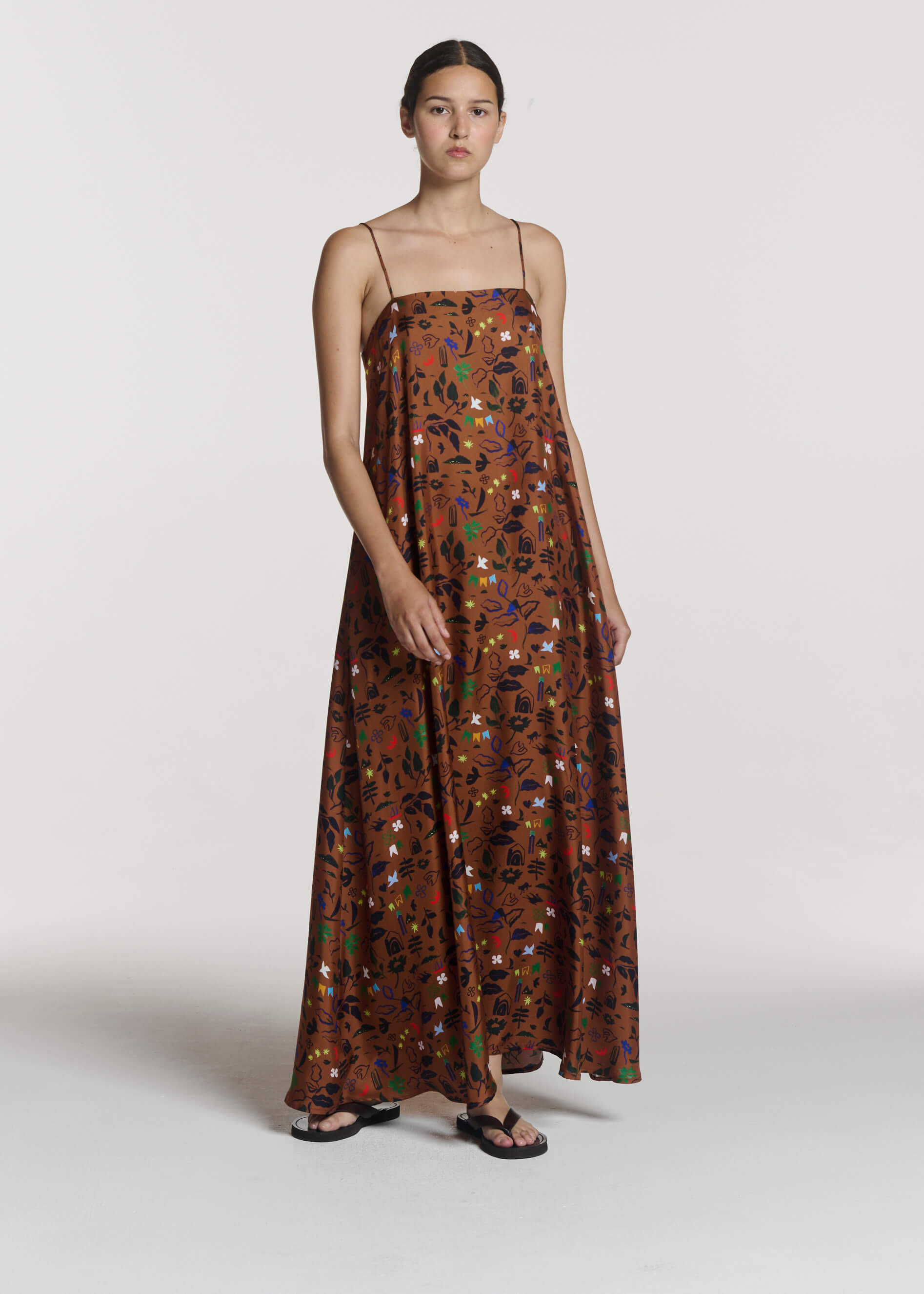 Melfi Dress Surreal Silhouette Bronze Silk Twill