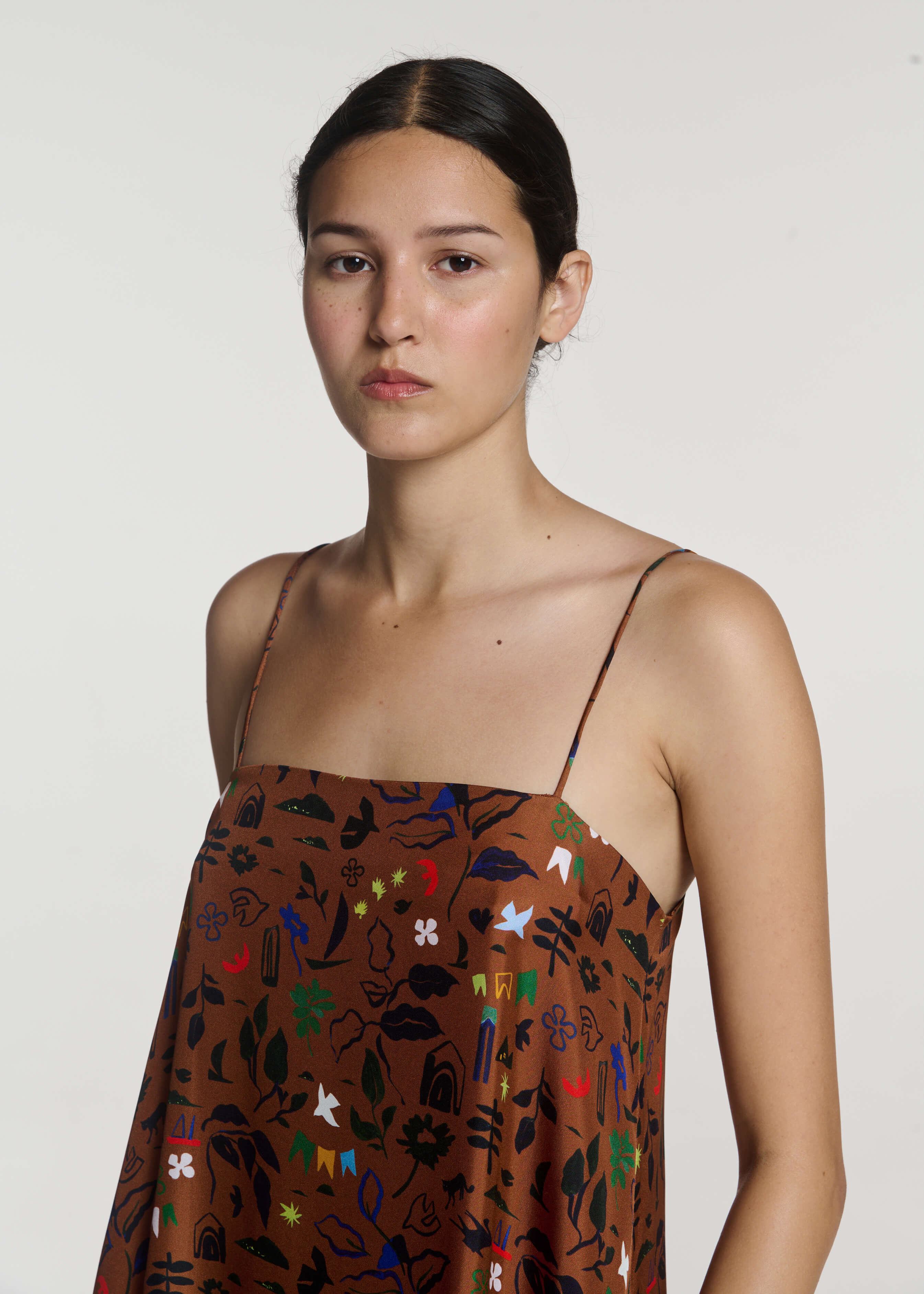 Melfi Dress Surreal Silhouette Bronze Silk Twill