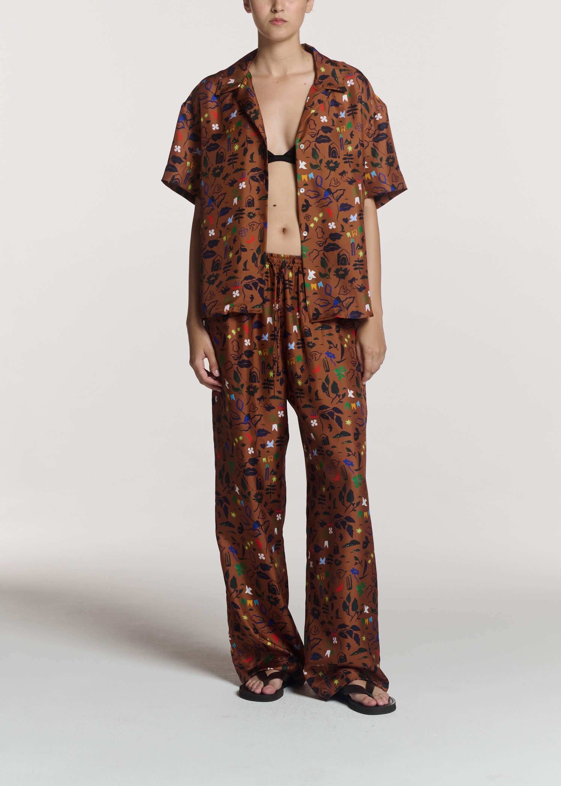 Prague Shirt Surreal Silhouette Bronze Silk Twill