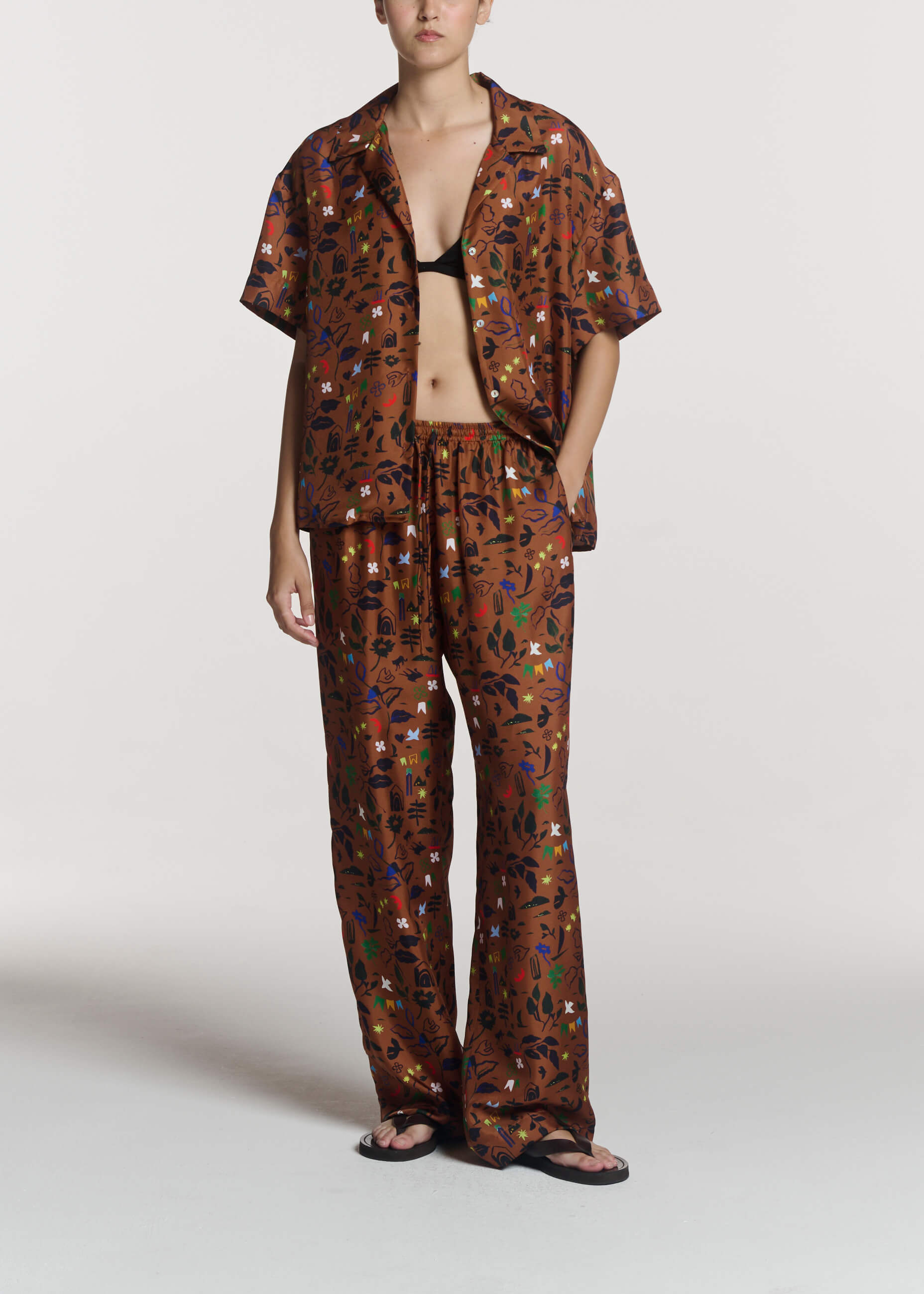 Aurelia Trouser Surreal Silhouette Bronze Silk Twill