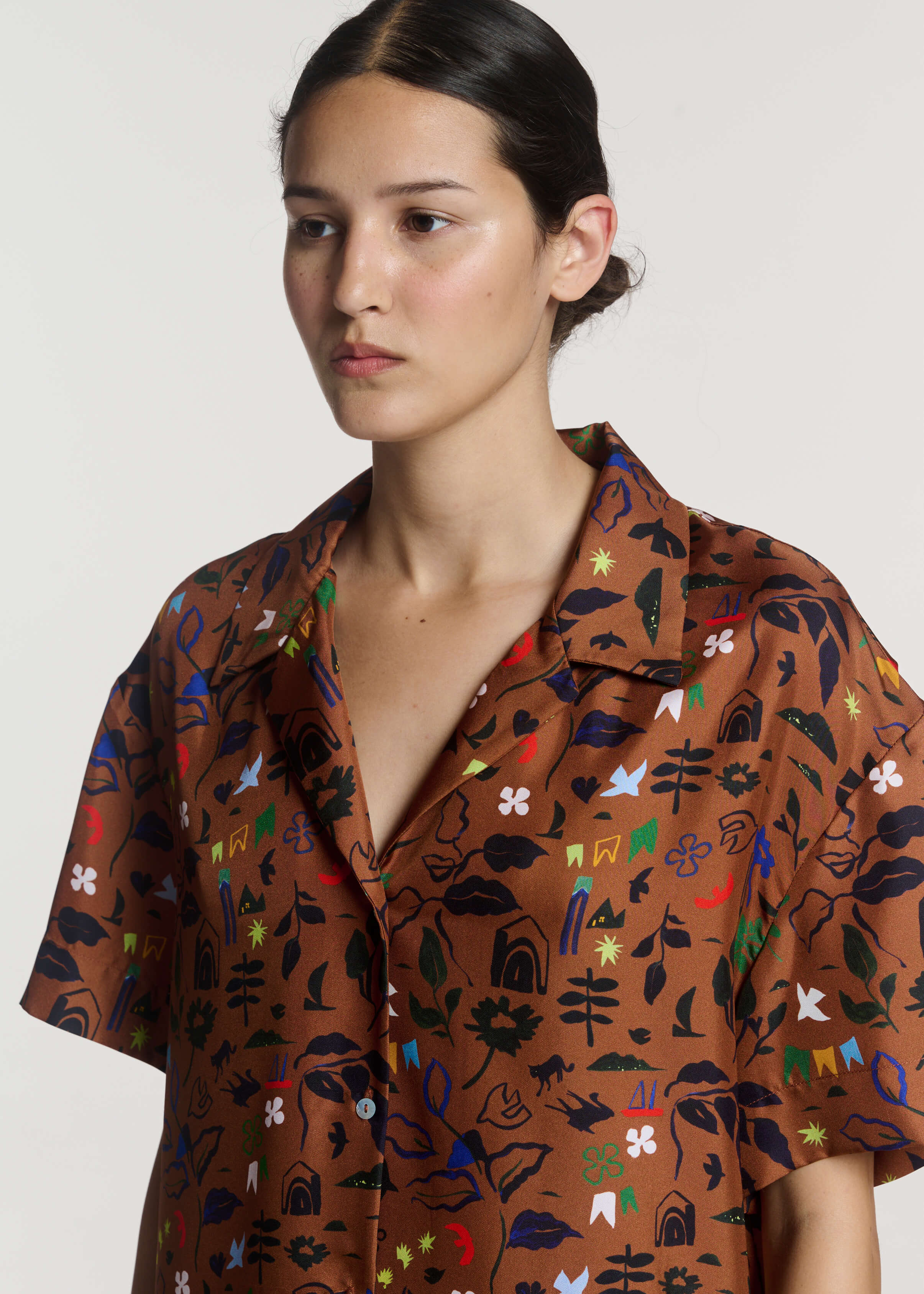 Prague Shirt Surreal Silhouette Bronze Silk Twill