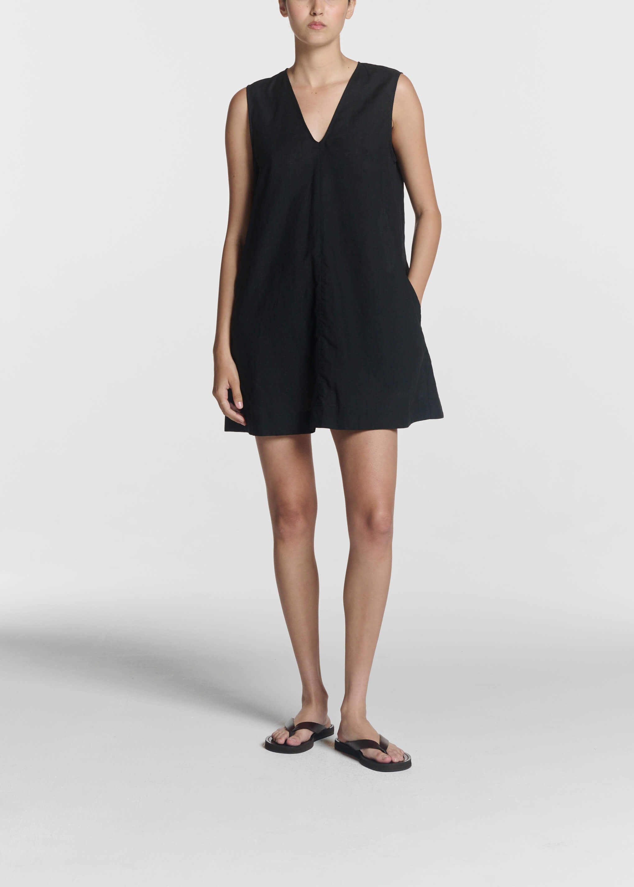 Derya Mini Dress Black Organic Linen