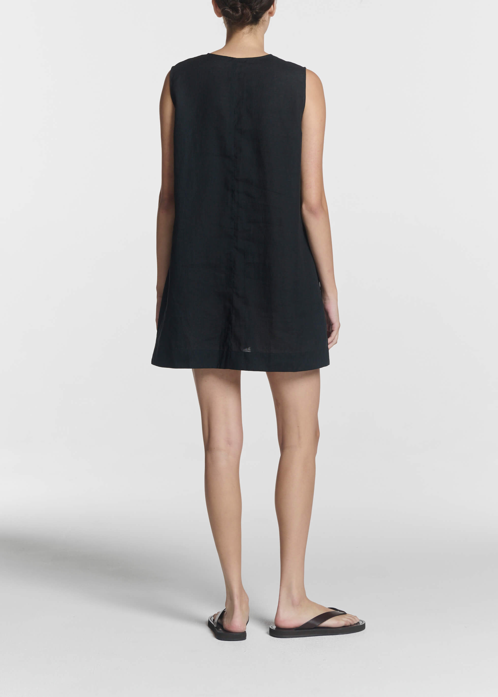 Derya Mini Dress Black Organic Linen