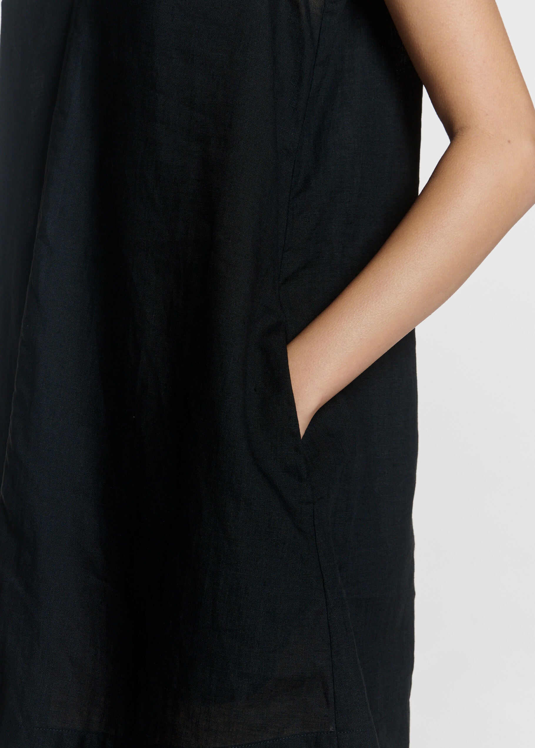 Derya Mini Dress Black Organic Linen