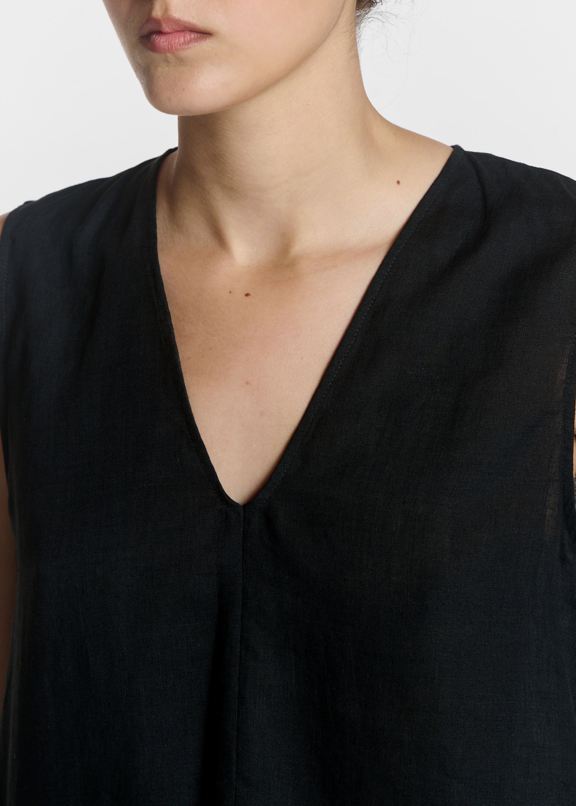 Derya Mini Dress Black Organic Linen
