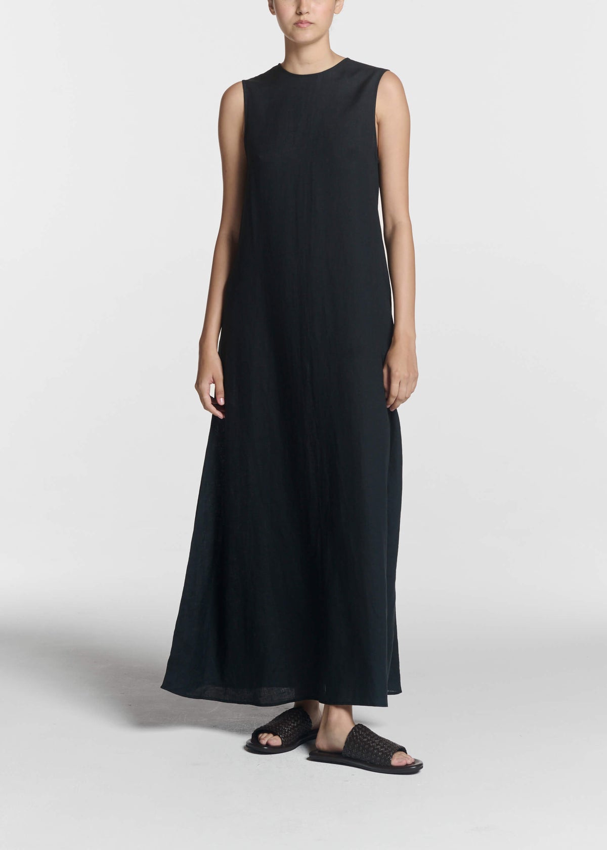 Tallin Black Linen Maxi Dress