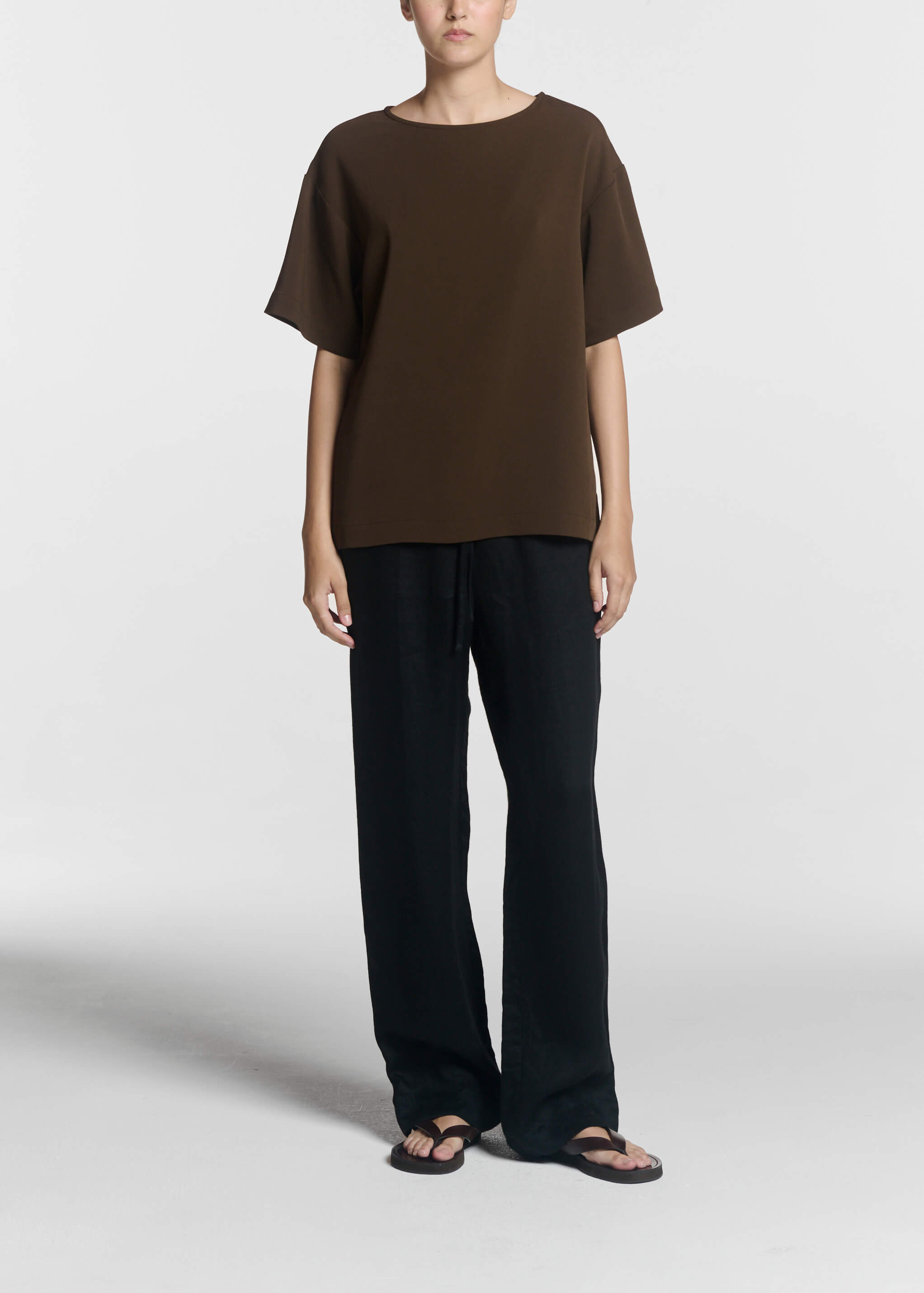 Talia Shirt Coffee Viscose Crepe