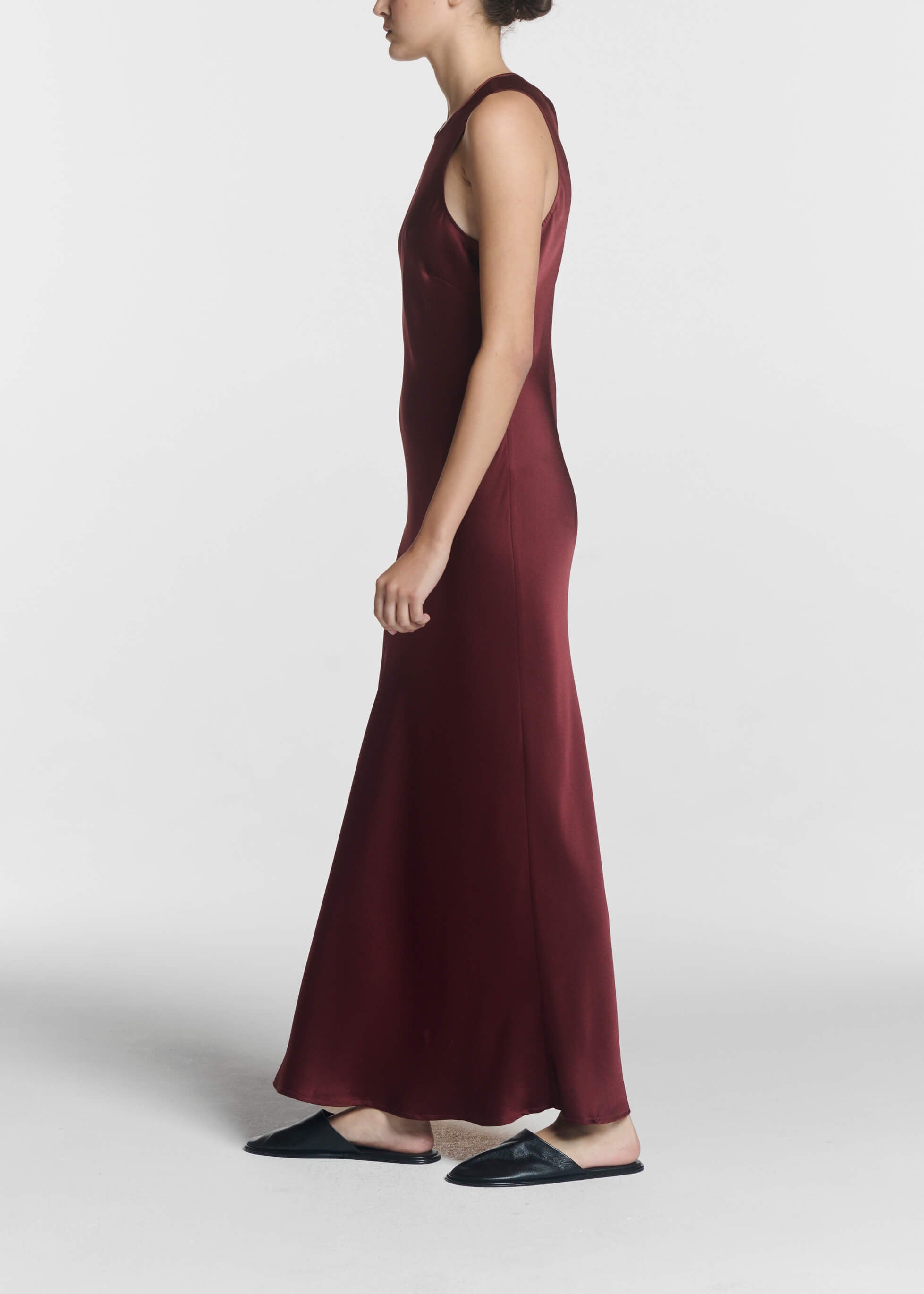 Valencia Dress Maroon Silk Satin